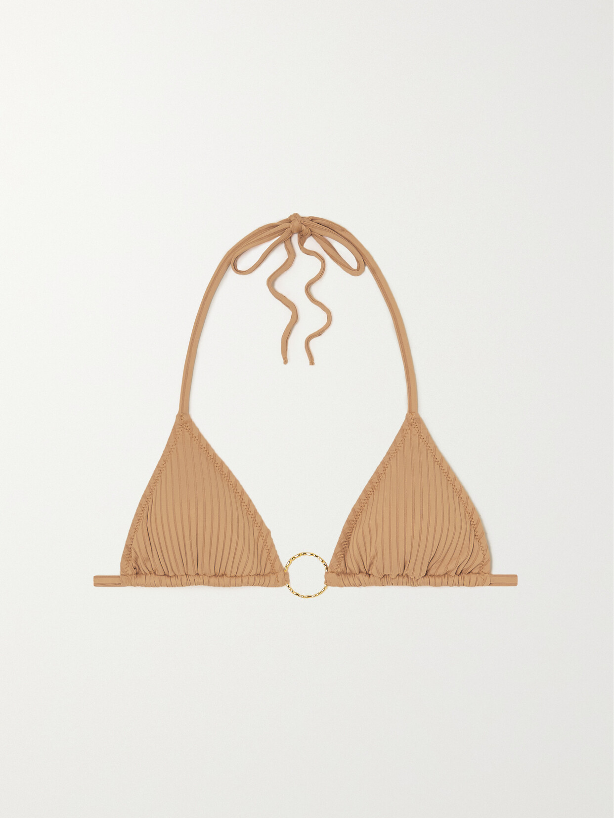 Melissa Odabash - Miami Embellished Ribbed Triangle Bikini Top - Neutrals