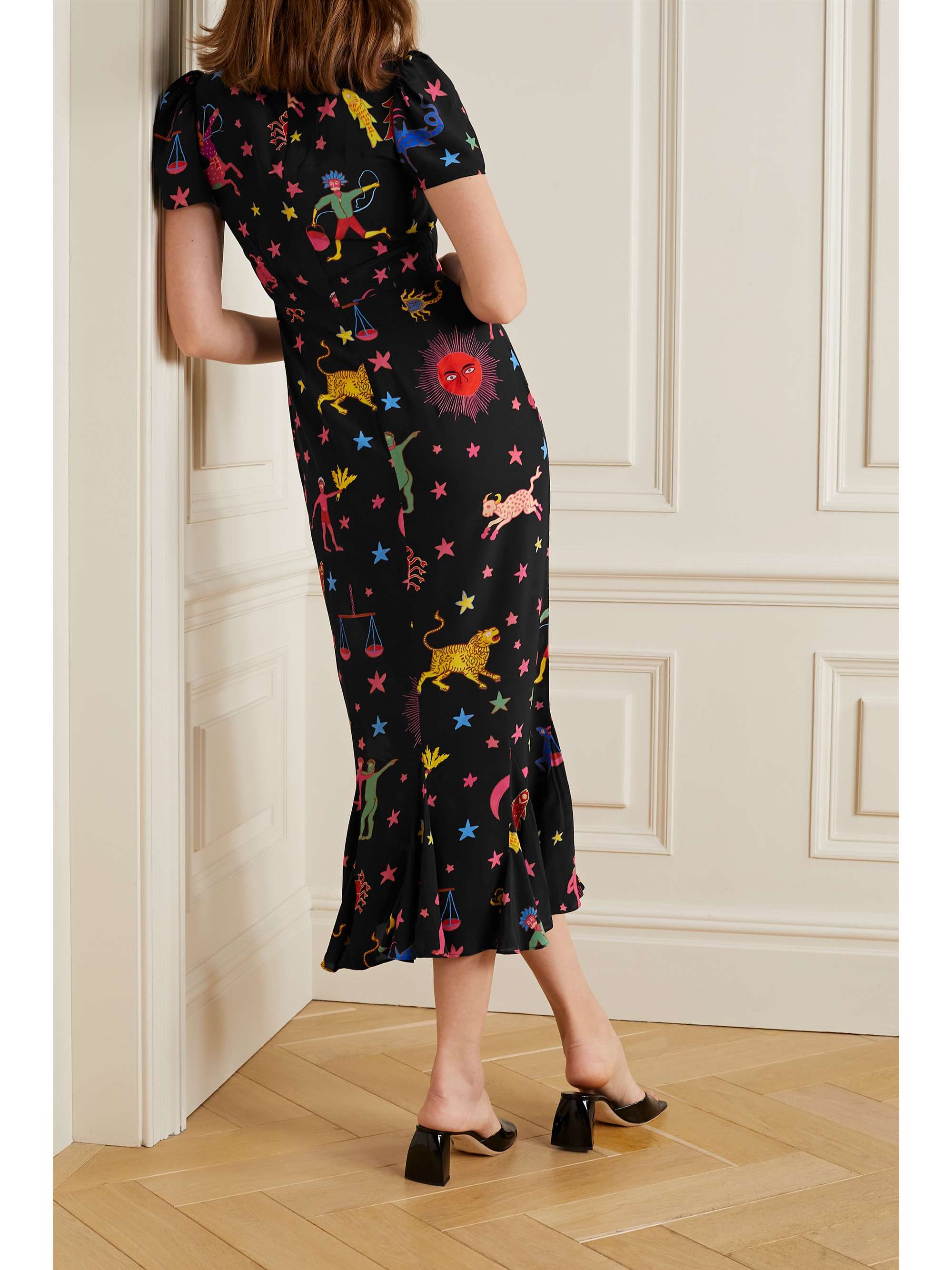 RHODE Lulani printed crepe de chine midi dress