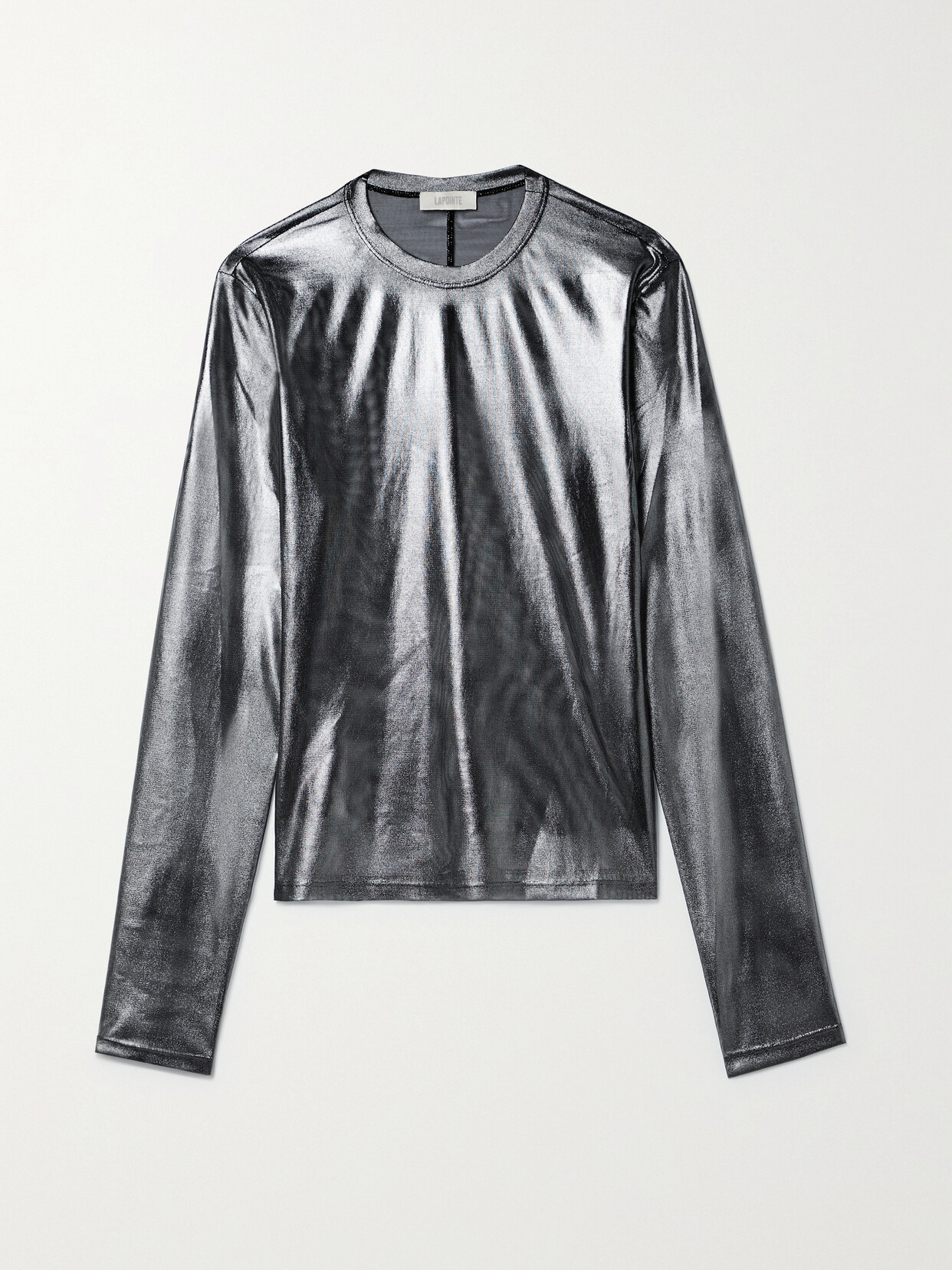 LAPOINTE - Metallic Stretch-mesh Top - Silver