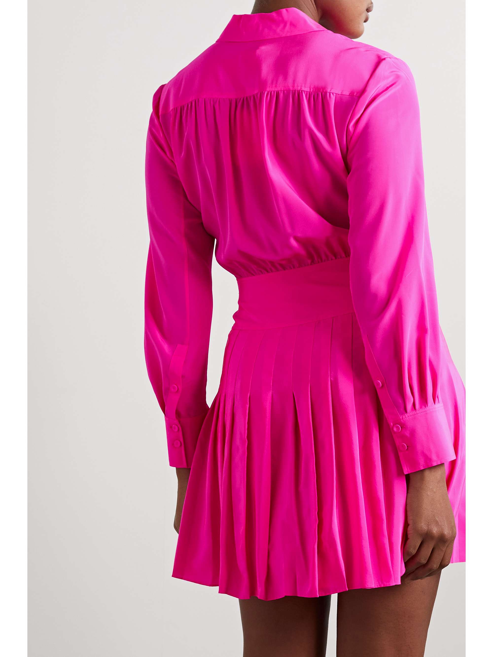 JASON WU Pleated silk crepe de chine shirt mini dress