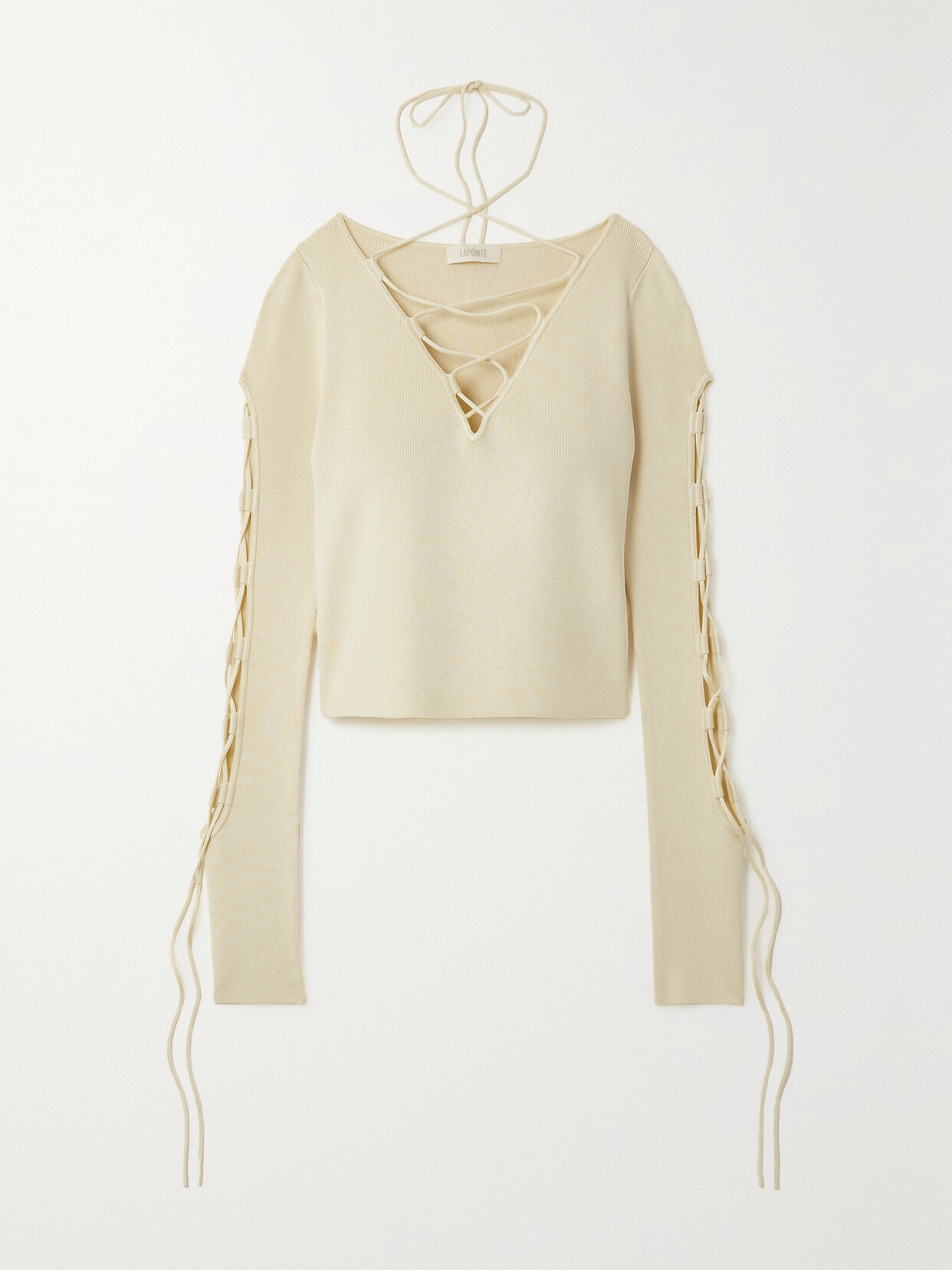 LAPOINTE - Lace-up Stretch-jersey Top - Cream