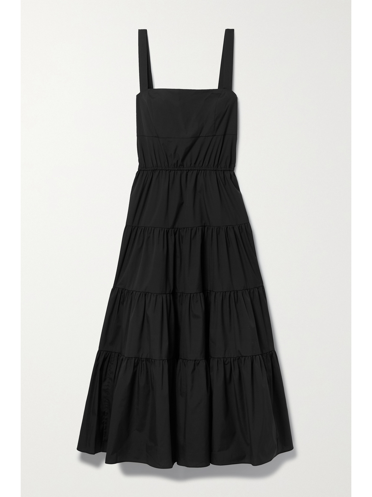 Jason Wu Ruffled Tiered Cotton-blend Midi Dress - Black