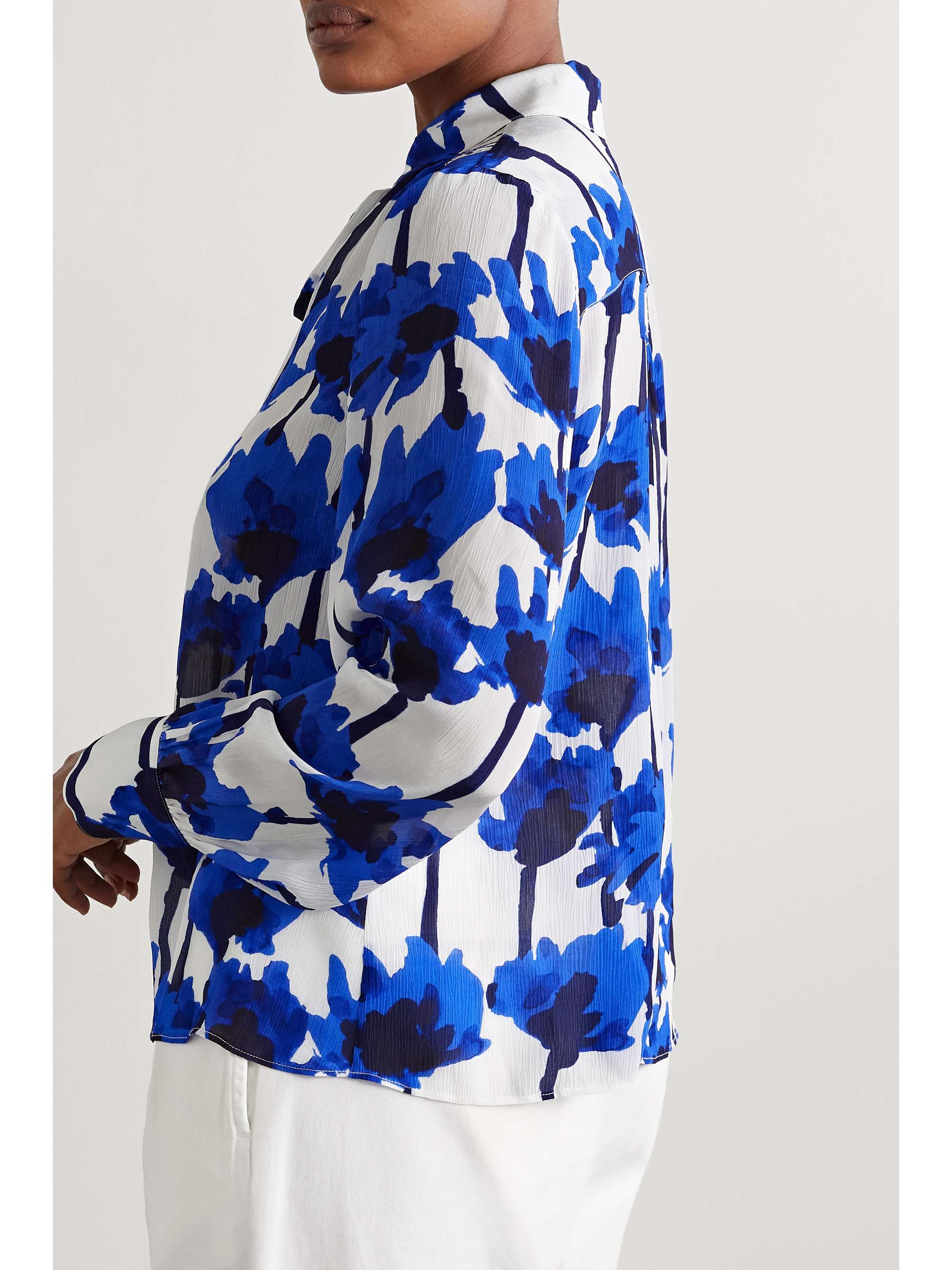 JASON WU Tie-neck floral-print crepon blouse