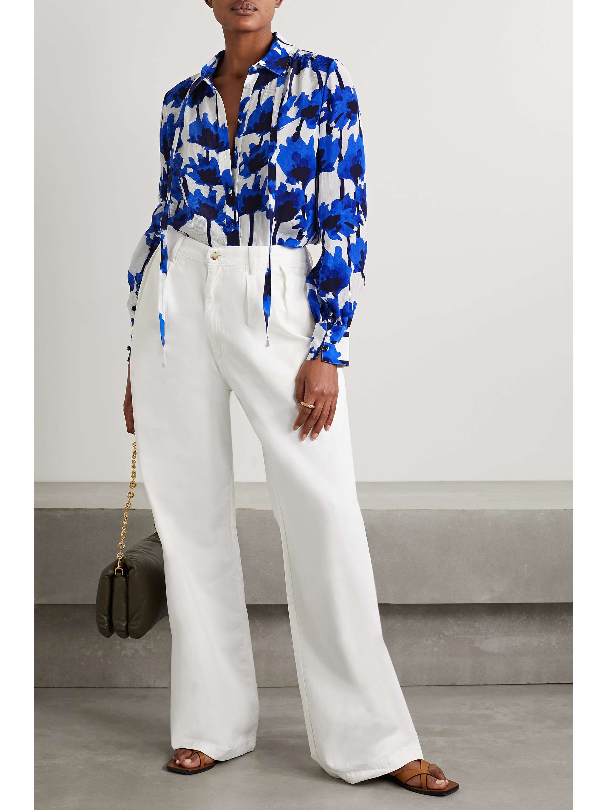 JASON WU Tie-neck floral-print crepon blouse