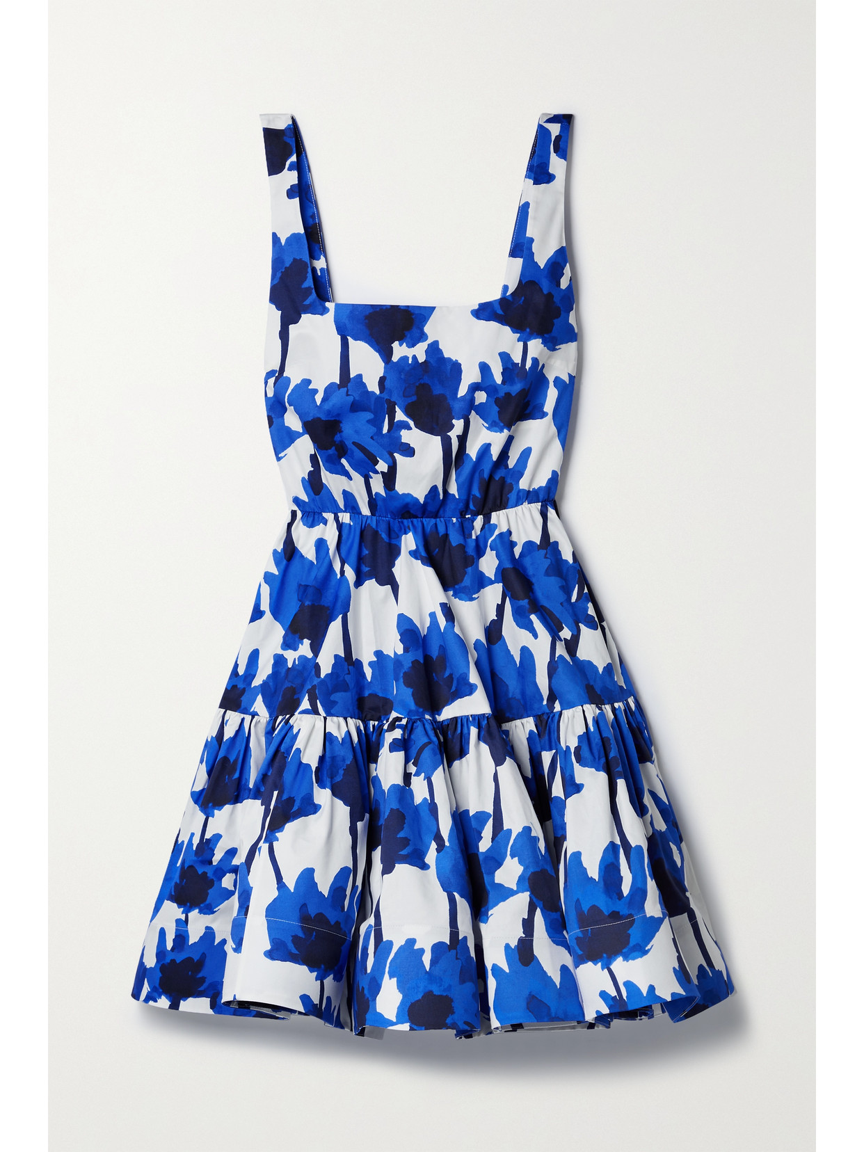 Jason Wu Ruffled Tiered Floral-print Cotton-poplin Mini Dress - Blue