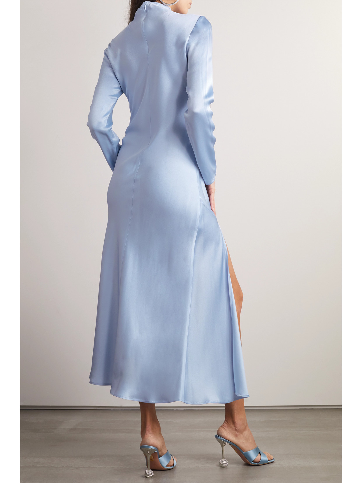 Lapointe Satin Midi Dress In Blue