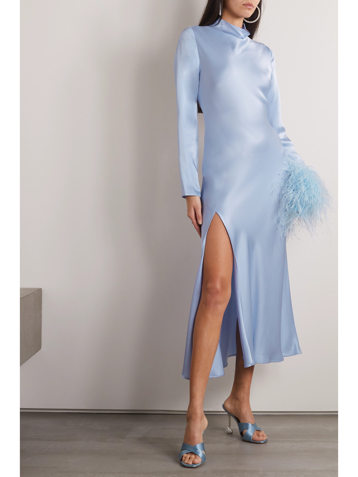 Lapointe Satin Midi Dress In Blue