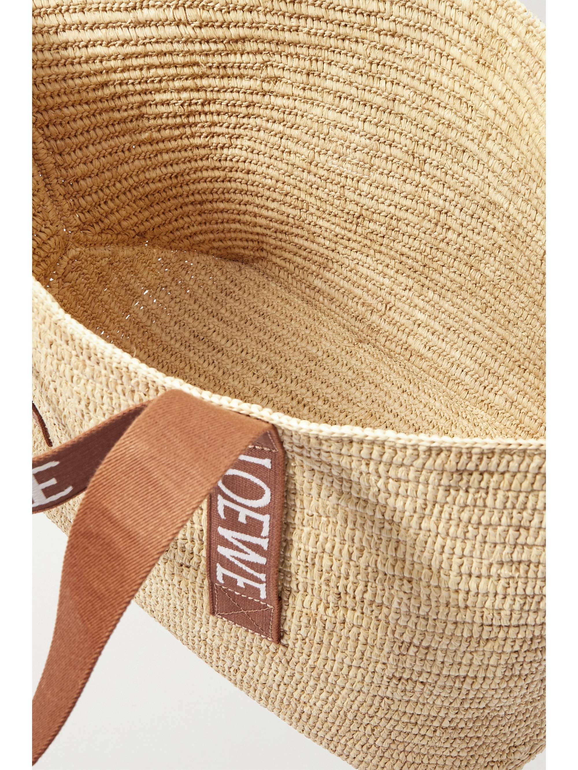 LOEWE Canvas-trimmed raffia tote