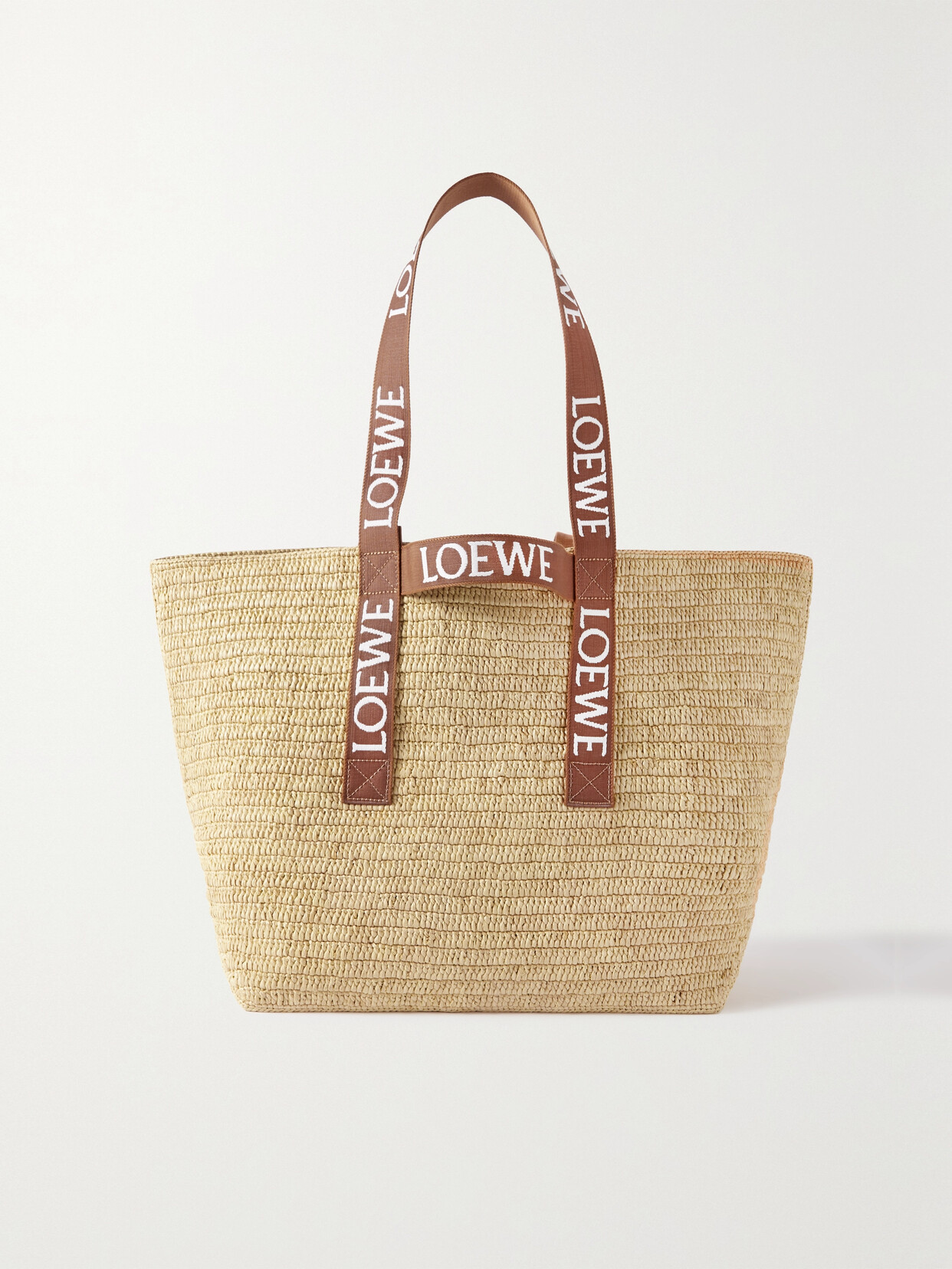 Loewe - Canvas-trimmed Raffia Tote - Brown
