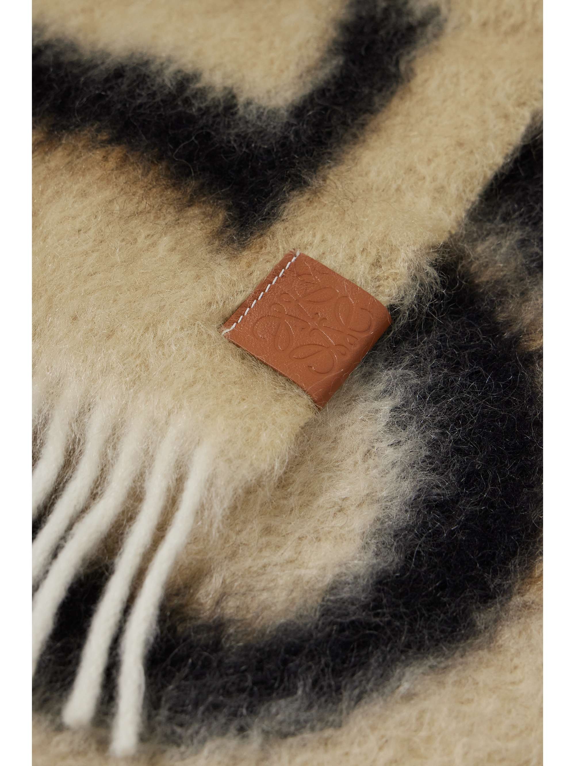 LOEWE Fringed printed knitted scarf