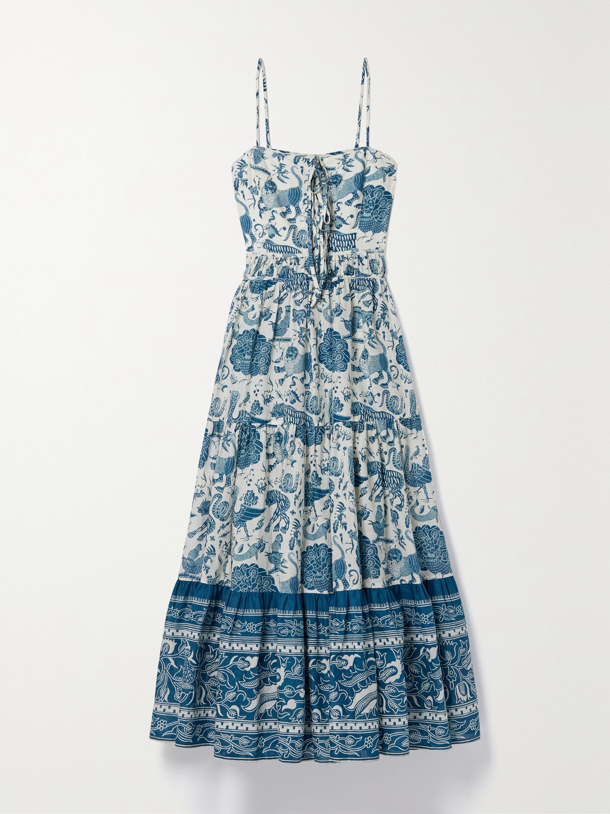 RHODE - Zoe Tiered Printed Cotton-voile Maxi Dress - Blue