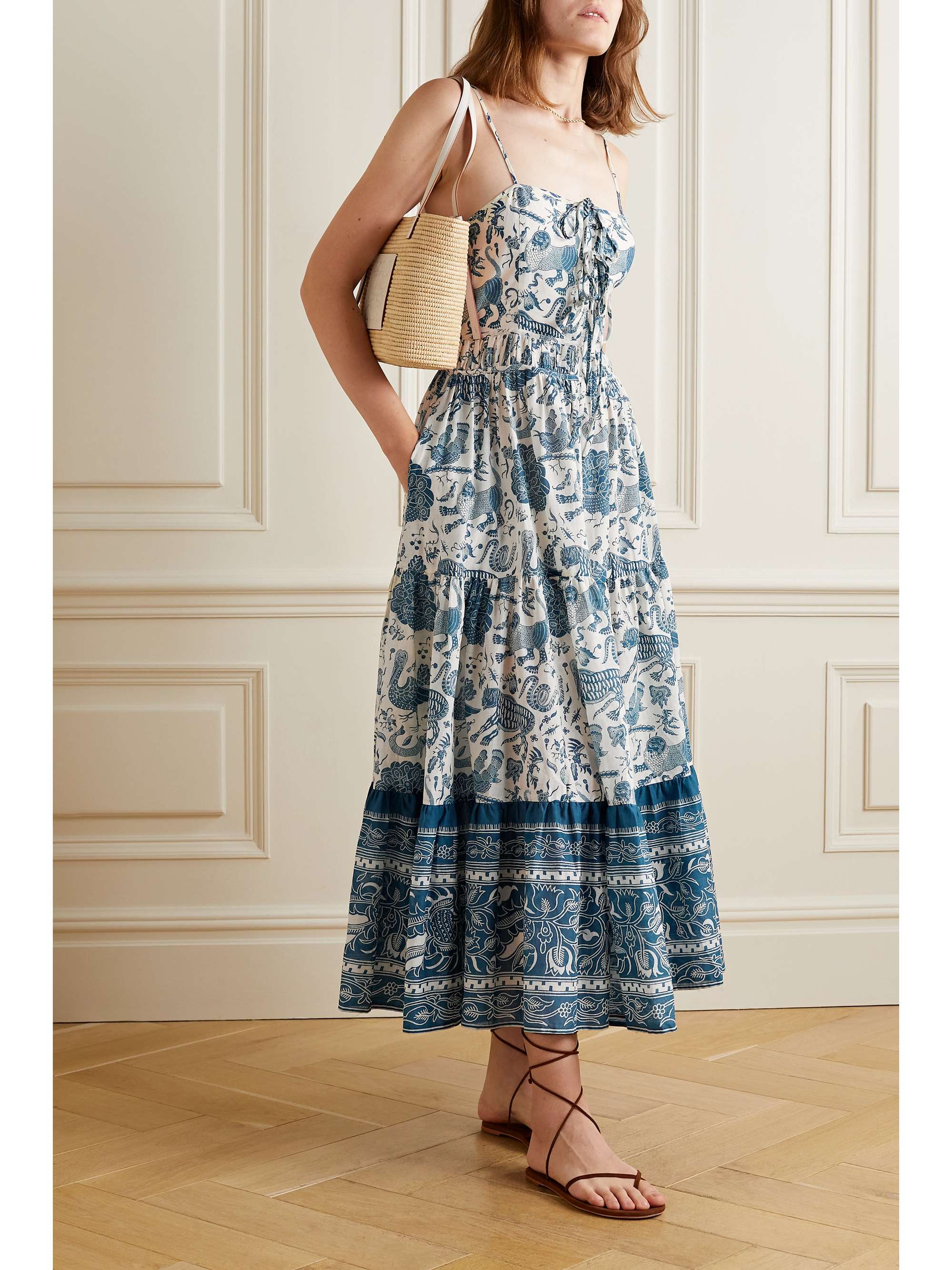 Zoe tiered printed cotton-voile maxi dress