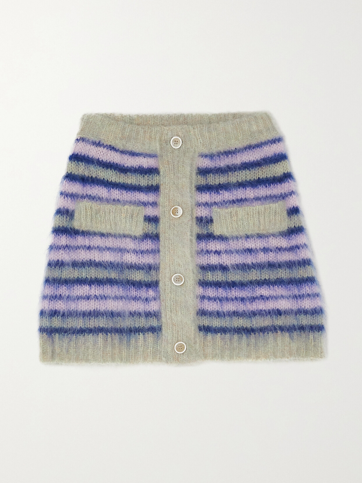 Marni - Striped Mohair-blend Skirt - Blue