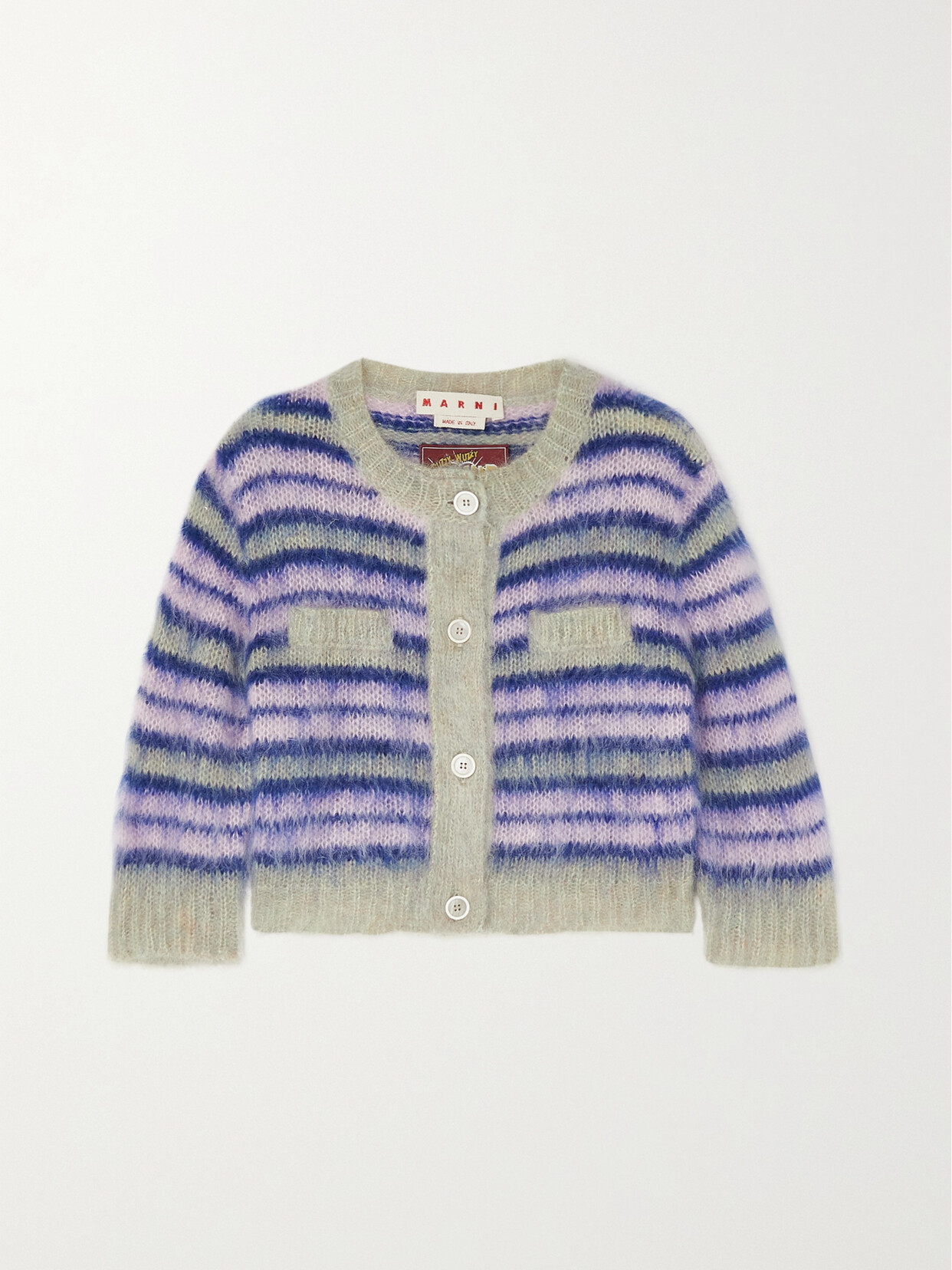 Marni - Cropped Striped Mohair-blend Cardigan - Blue