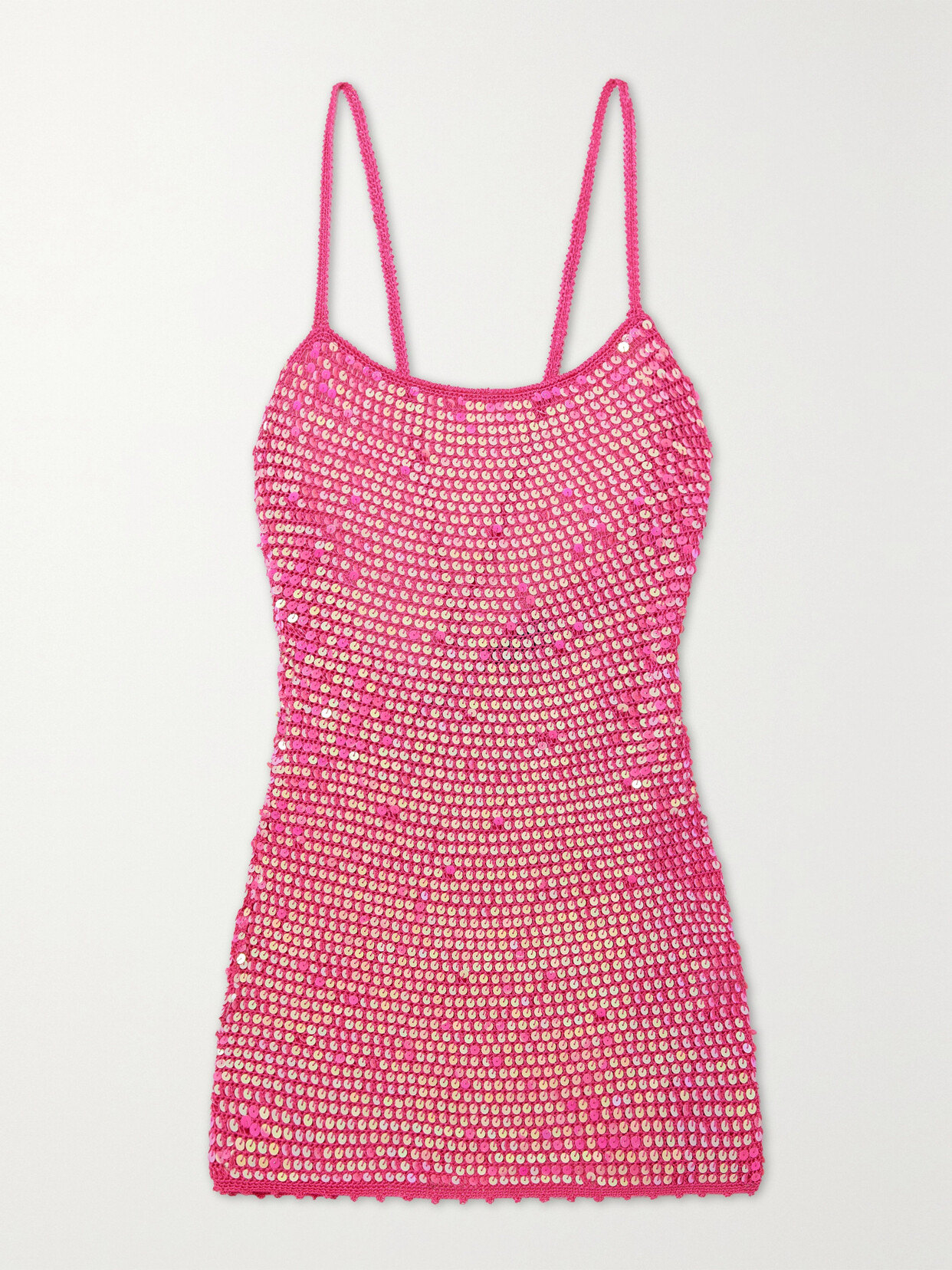 Retroféte Kinley Sequined Crochet-knit Mini Dress In Pink