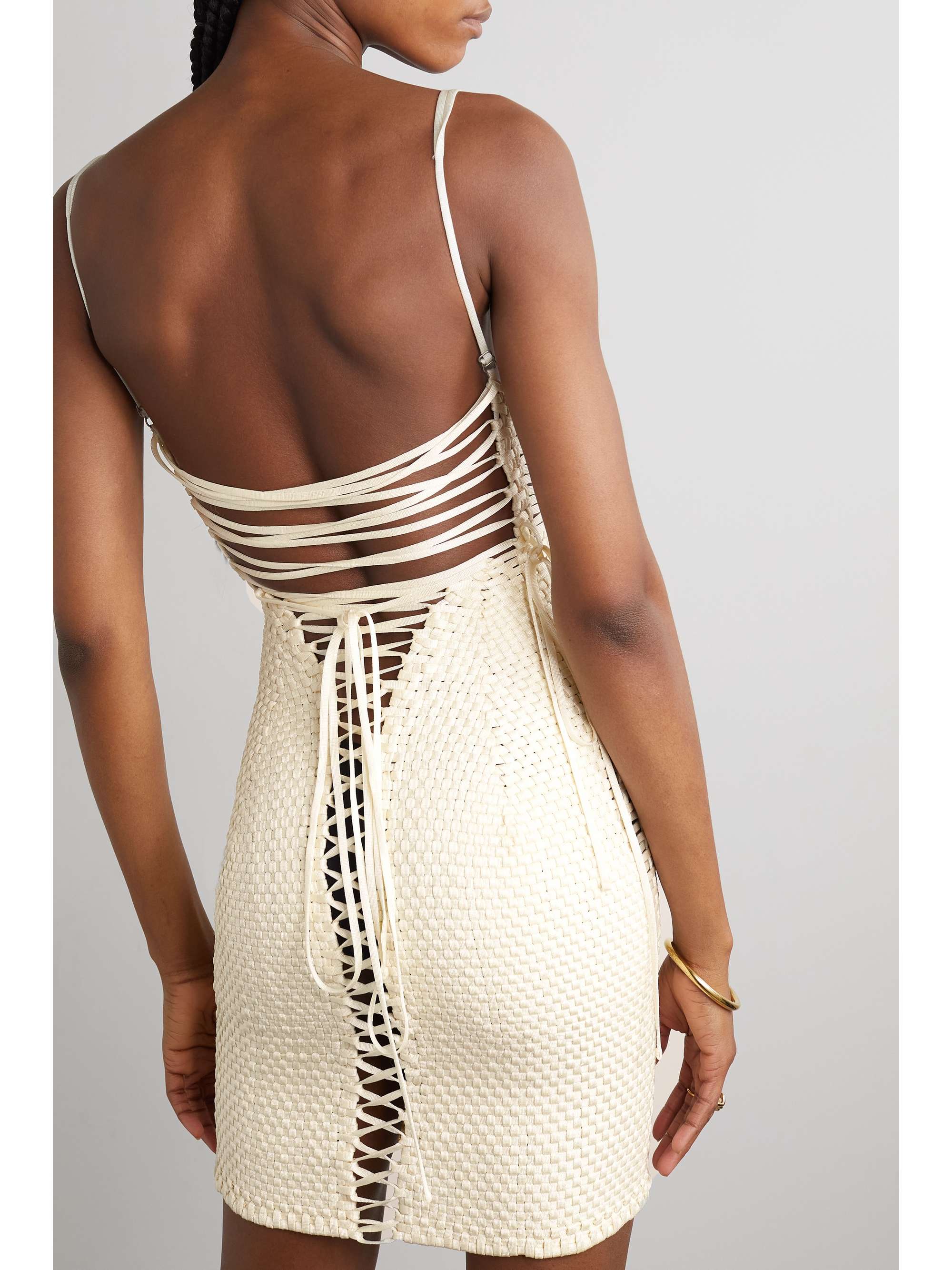 ISA BOULDER Scarecrow lace-up woven mini dress