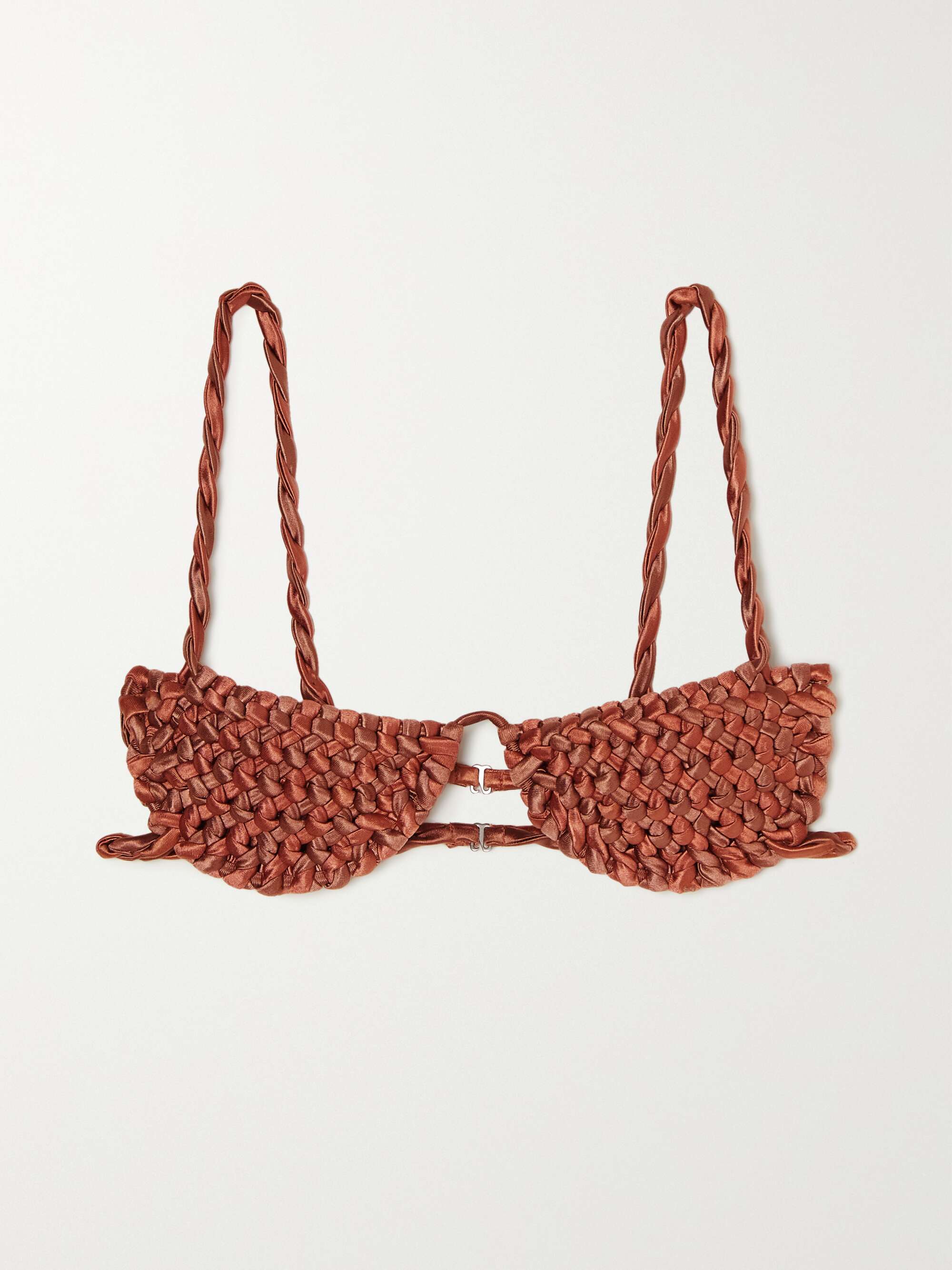 ISA BOULDER Braided stretch-satin underwired bikini top | NET-A-PORTER
