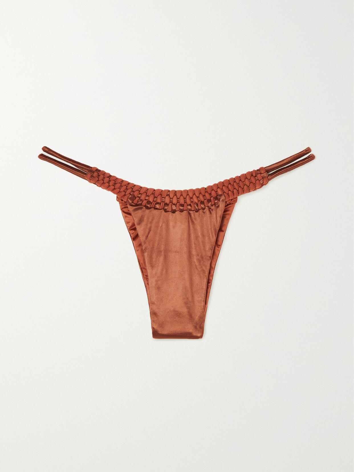 Isa Boulder - Wavelink Braided Stretch-satin Bikini Bottoms - Brown