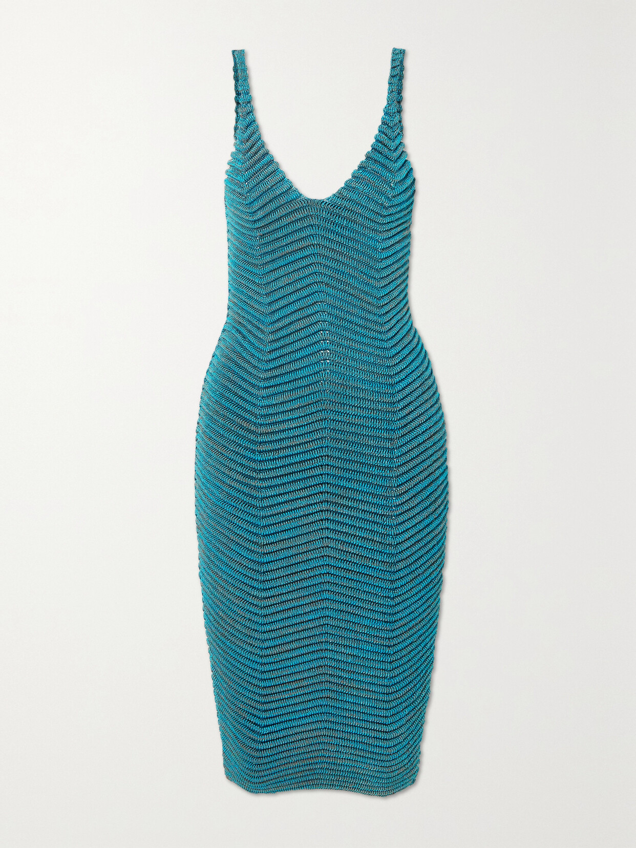 Isa Boulder - Body Curl Ribbed Stretch-knit Midi Dress - Blue