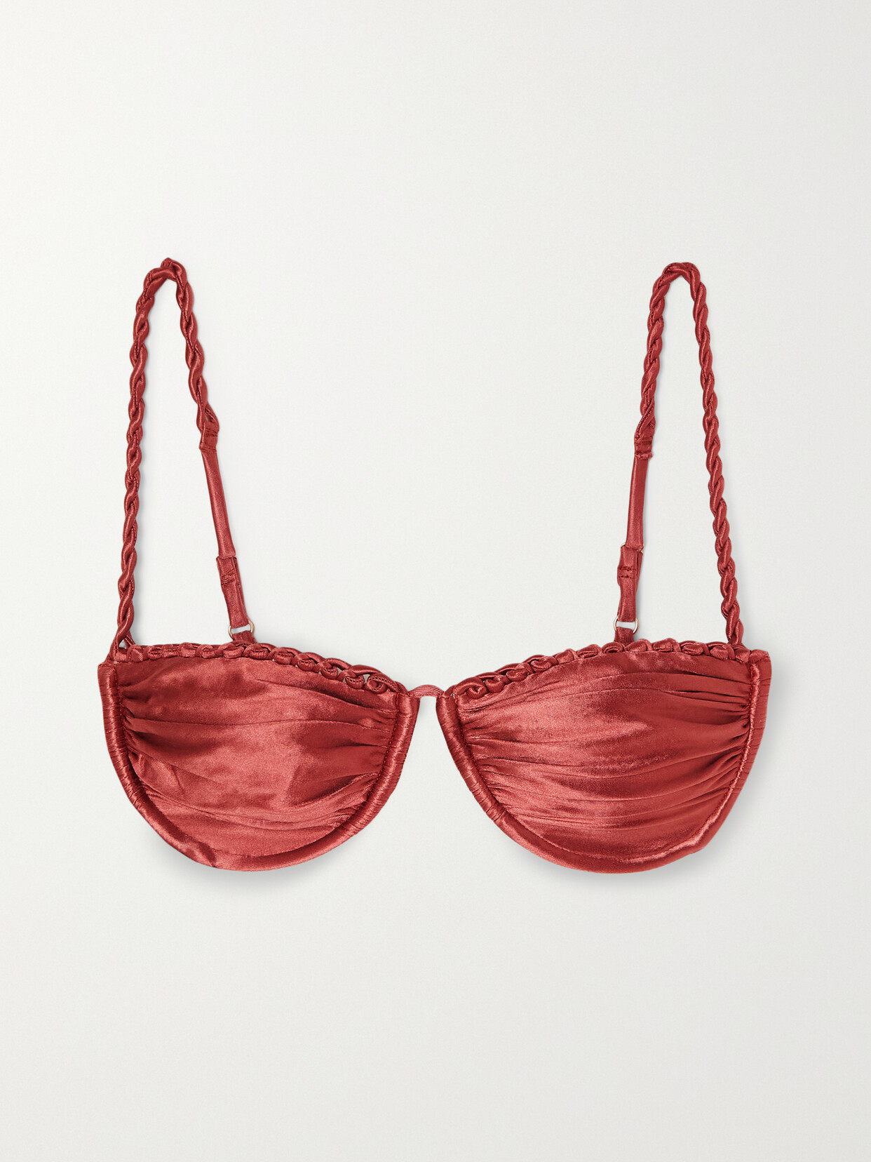 Isa Boulder - Twings Braided Ruched Metallic Stretch-velvet Underwired Bikini Top - medium