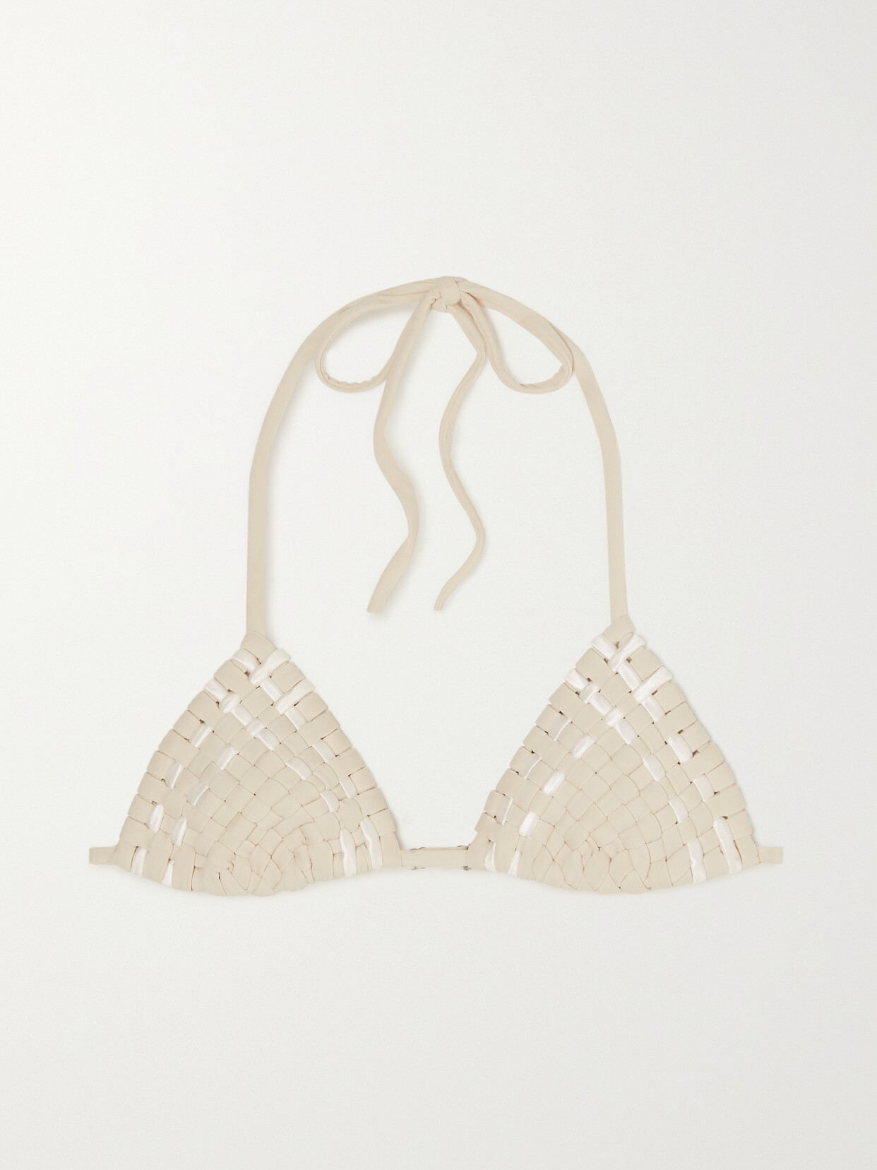Isa Boulder - Weavemix Braided Stretch-satin Triangle Bikini Top - White