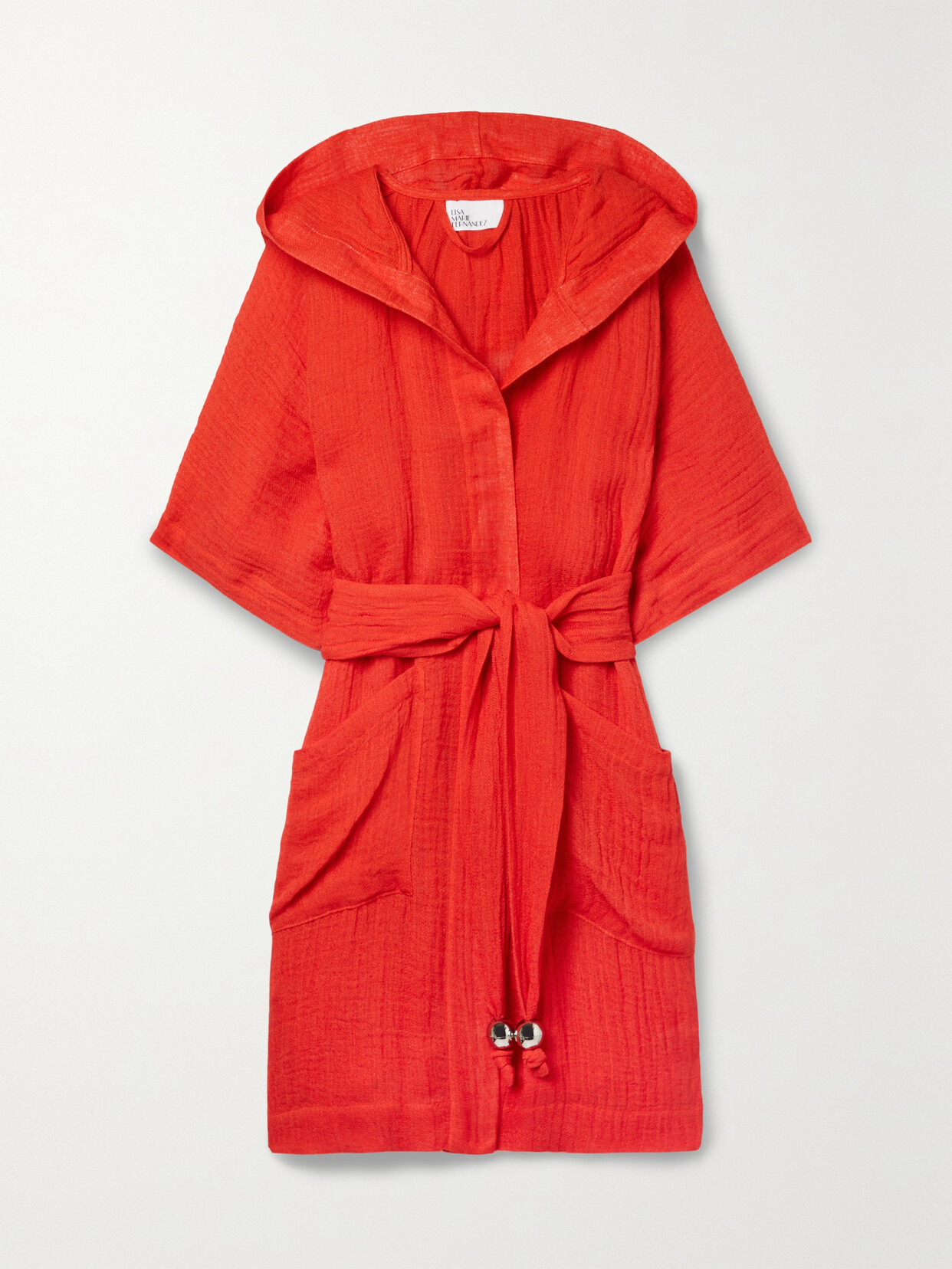 Lisa Marie Fernandez - Belted Organic Linen-blend Gauze Coverup - Red