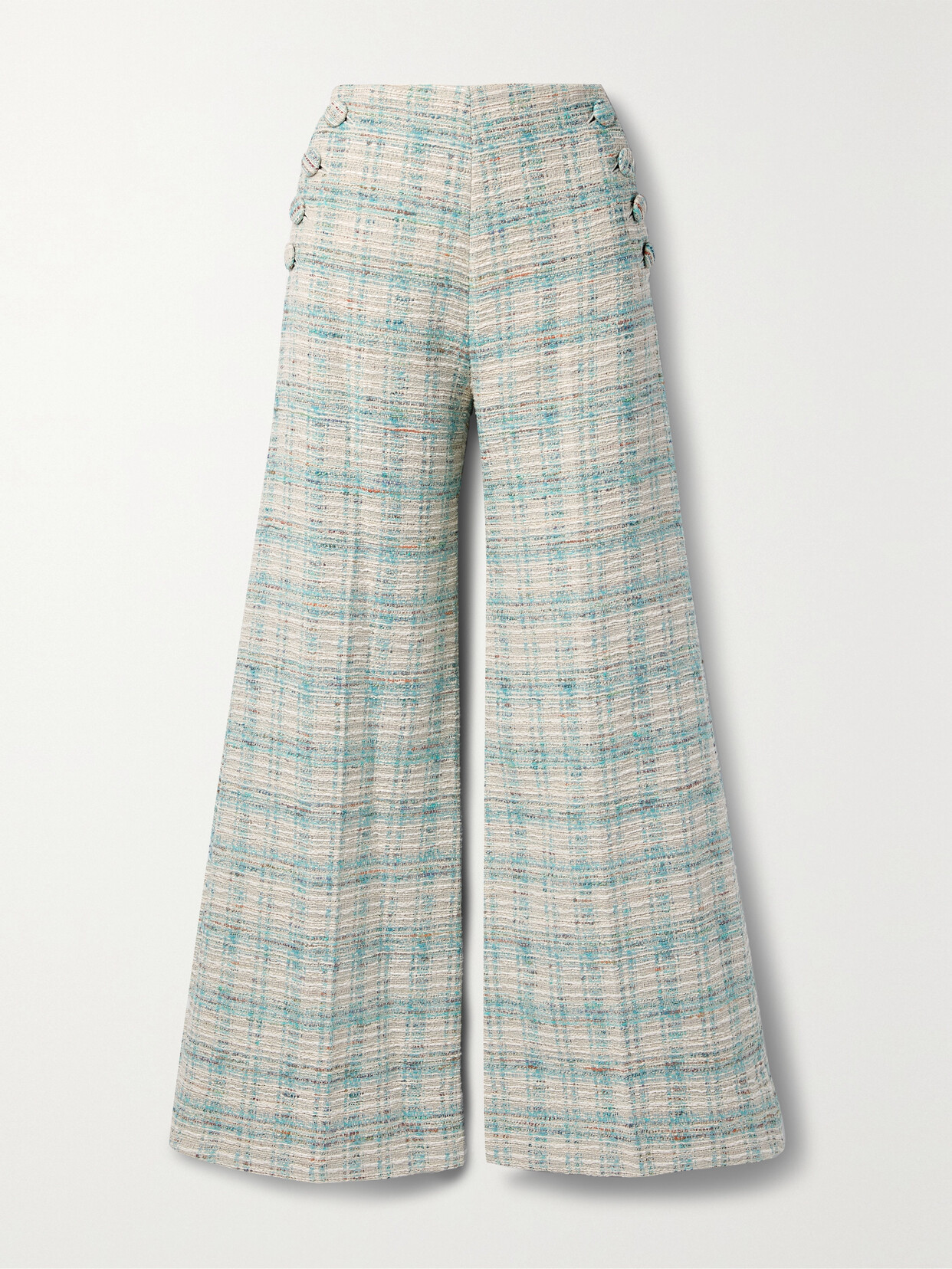 Lisa Marie Fernandez Sailor Checked Cotton-blend Tweed Wide-leg Pants - Blue