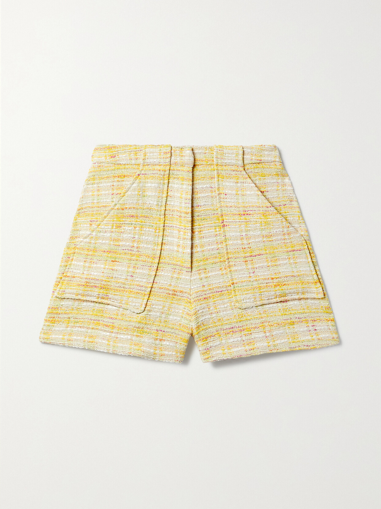 Lisa Marie Fernandez Tennis Checked Cotton-blend Tweed Shorts - Yellow