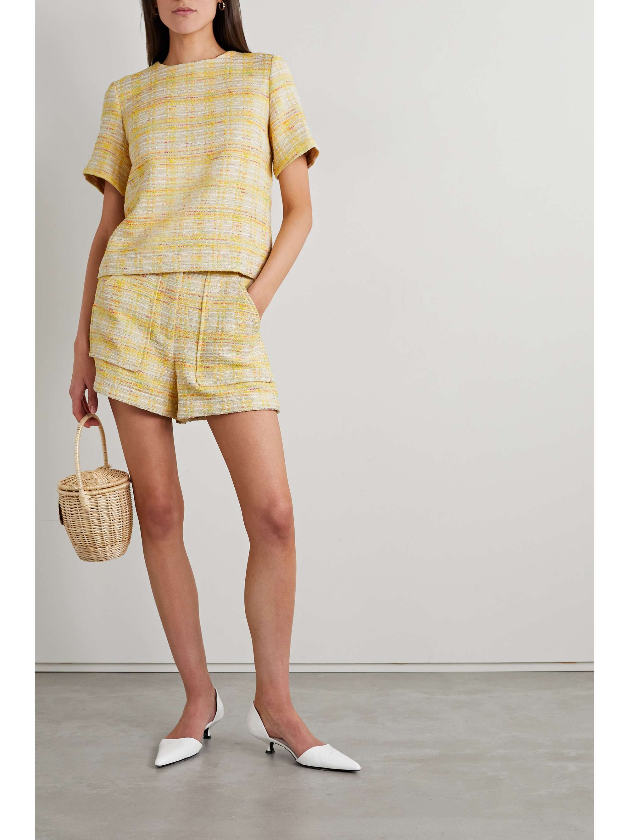 LISA MARIE FERNANDEZ Tennis checked cotton-blend tweed shorts 