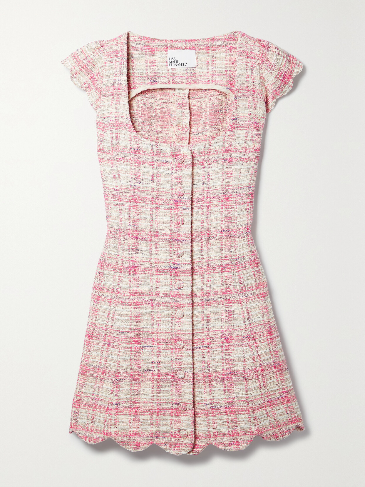 Lisa Marie Fernandez Scalloped Cotton-blend Tweed Mini Dress
