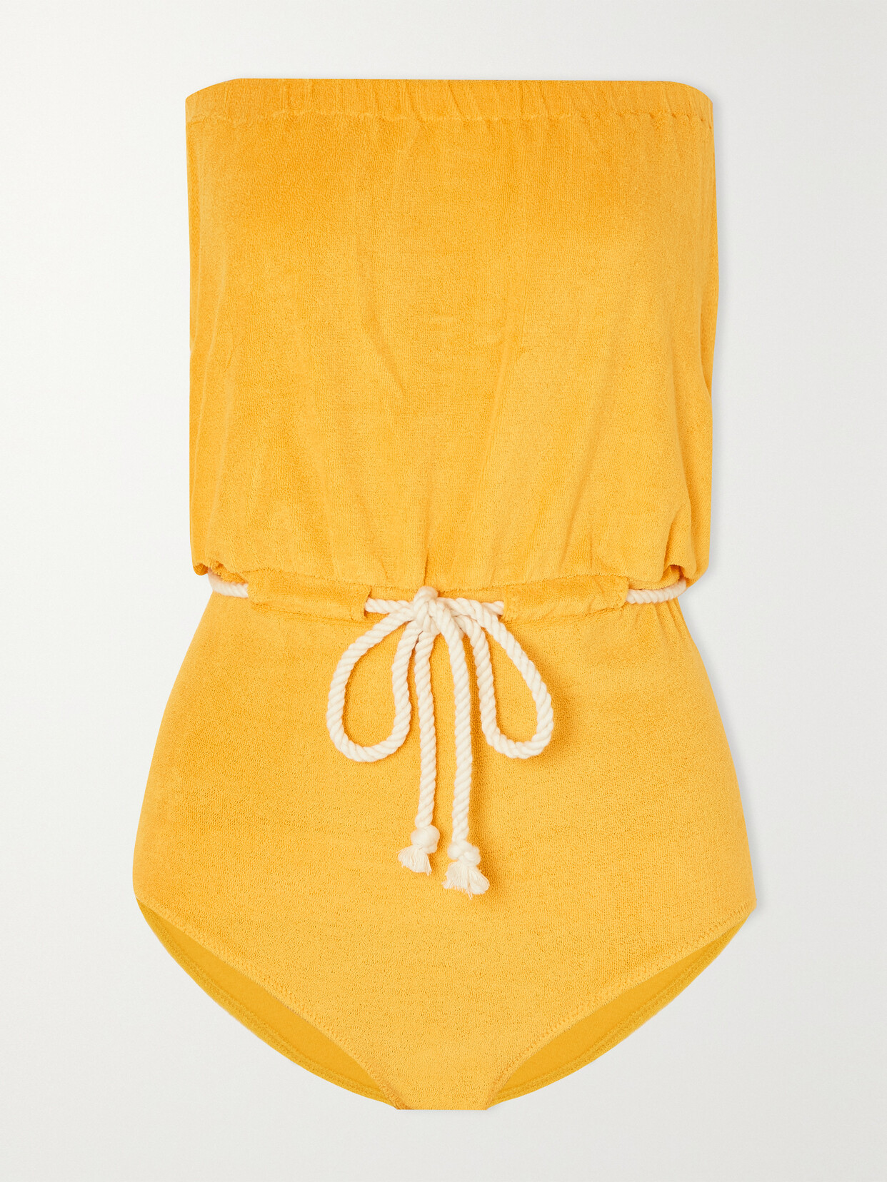 Lisa Marie Fernandez Victor Strapless Rope-detailed Stretch-cotton Terry Swimsuit - Yellow