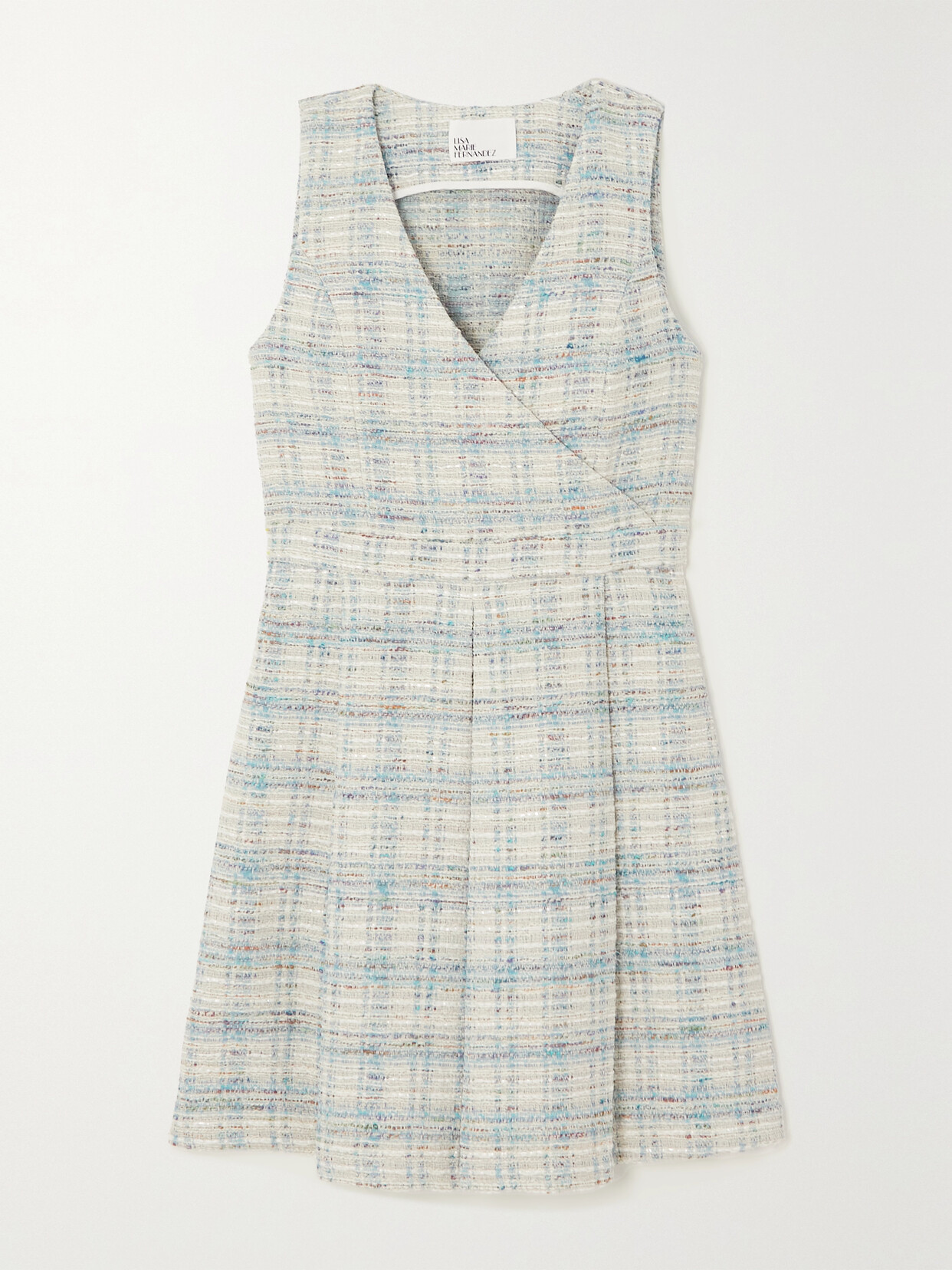 Lisa Marie Fernandez Wrap-effect Cotton-blend Tweed Mini Dress - Blue