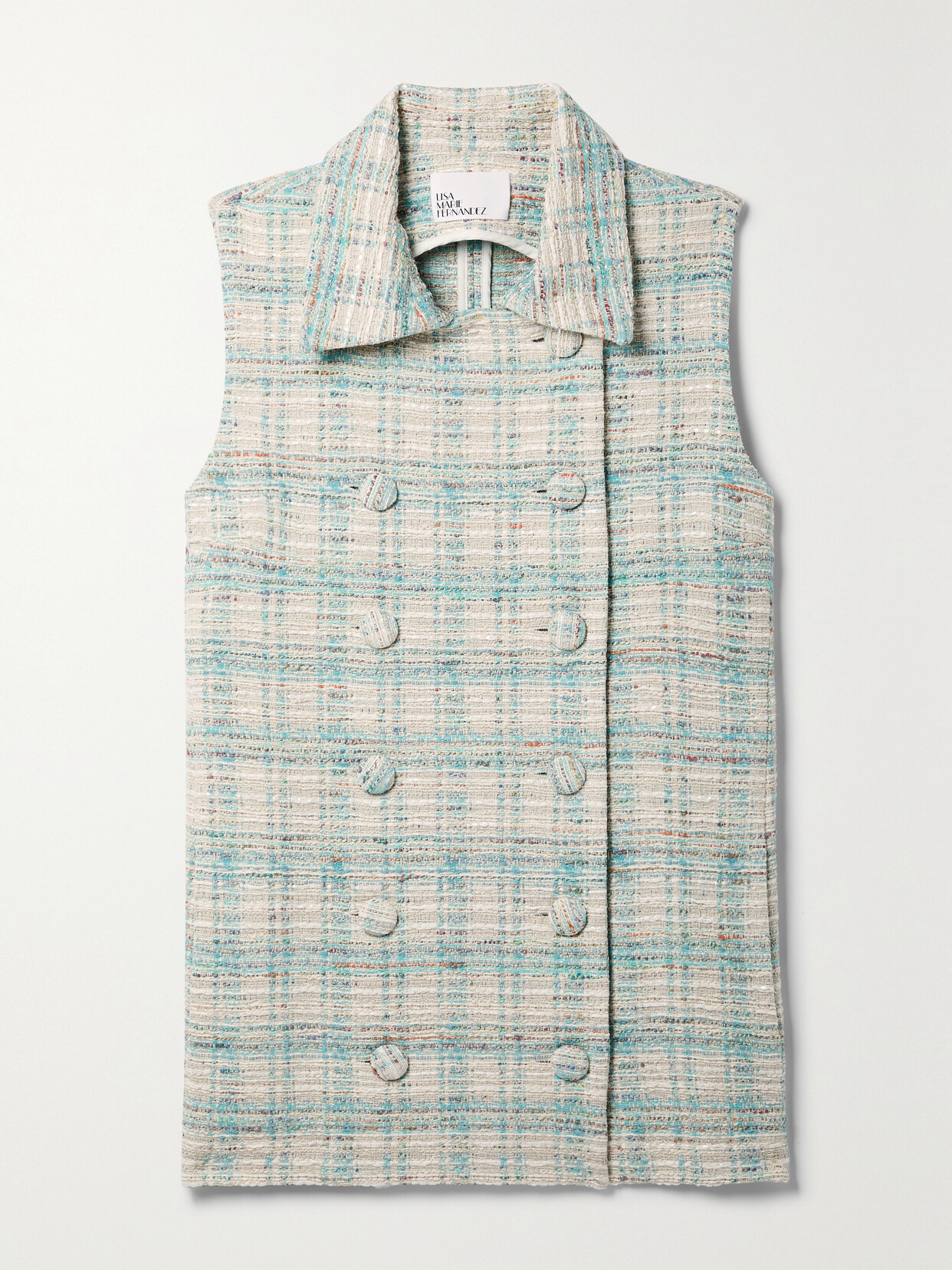 Lisa Marie Fernandez Double-breasted Checked Cotton-blend Tweed Vest - Blue