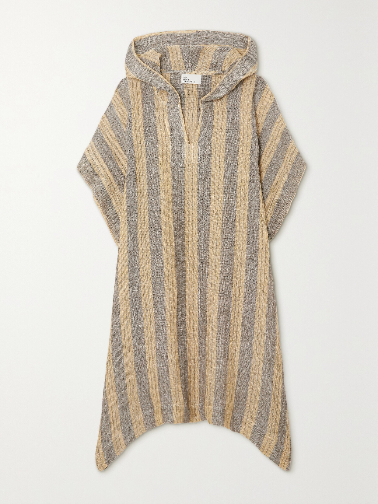 Lisa Marie Fernandez Striped Linen-blend Hooded Coverup - Brown