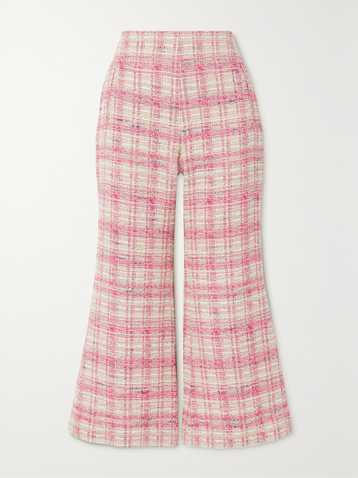 Lisa Marie Fernandez - Cropped Cotton-blend Tweed Flared Trousers - Pink