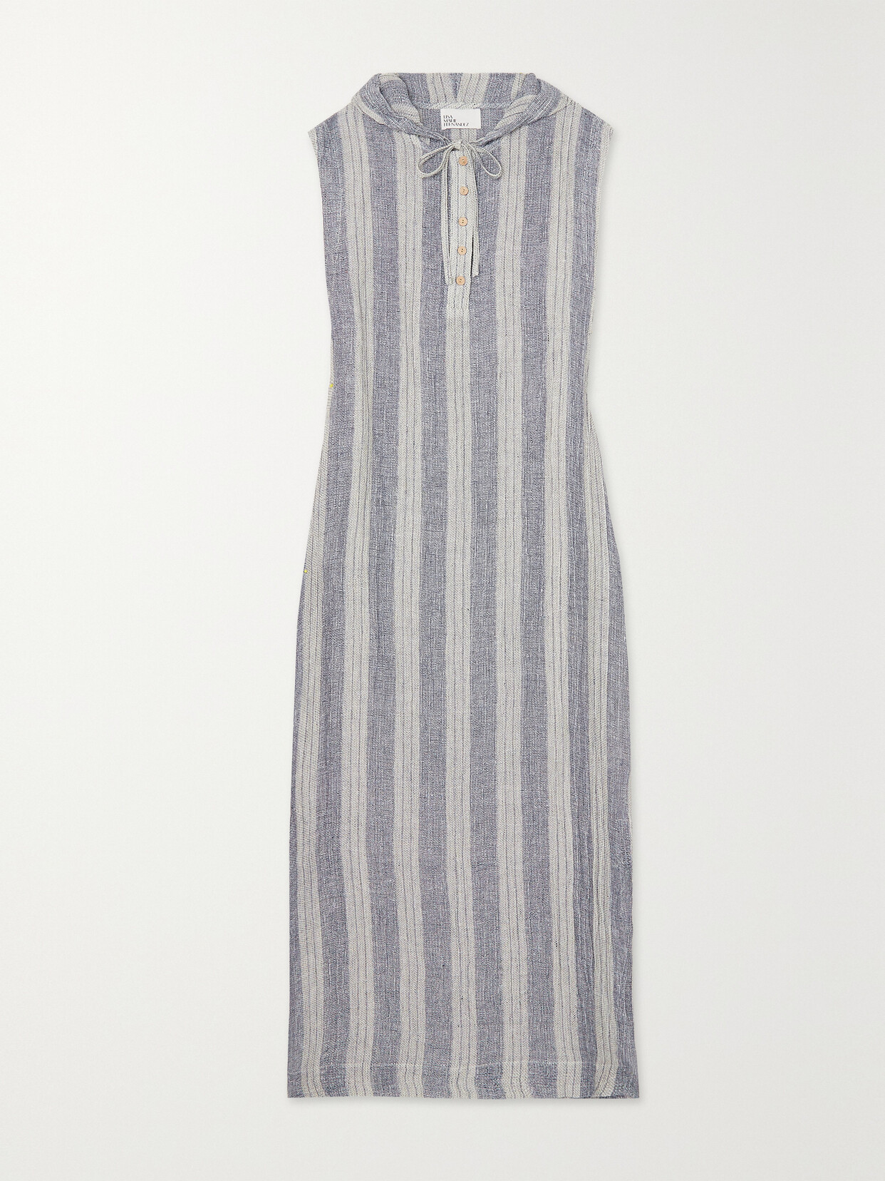 Lisa Marie Fernandez Henley Hooded Striped Linen-blend Gauze Kaftan - Blue