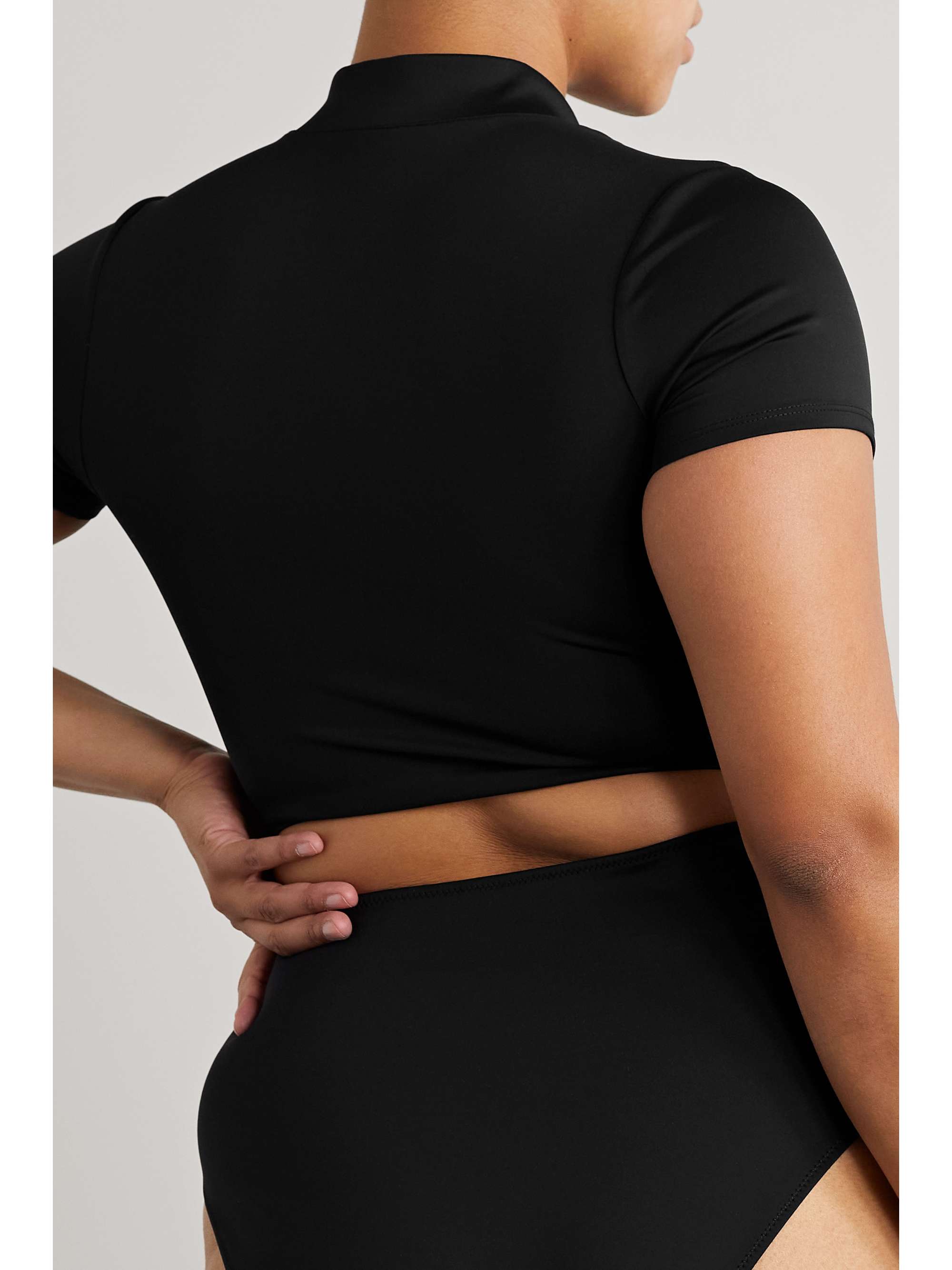 GOOD AMERICAN Cropped stretch-scuba rash guard