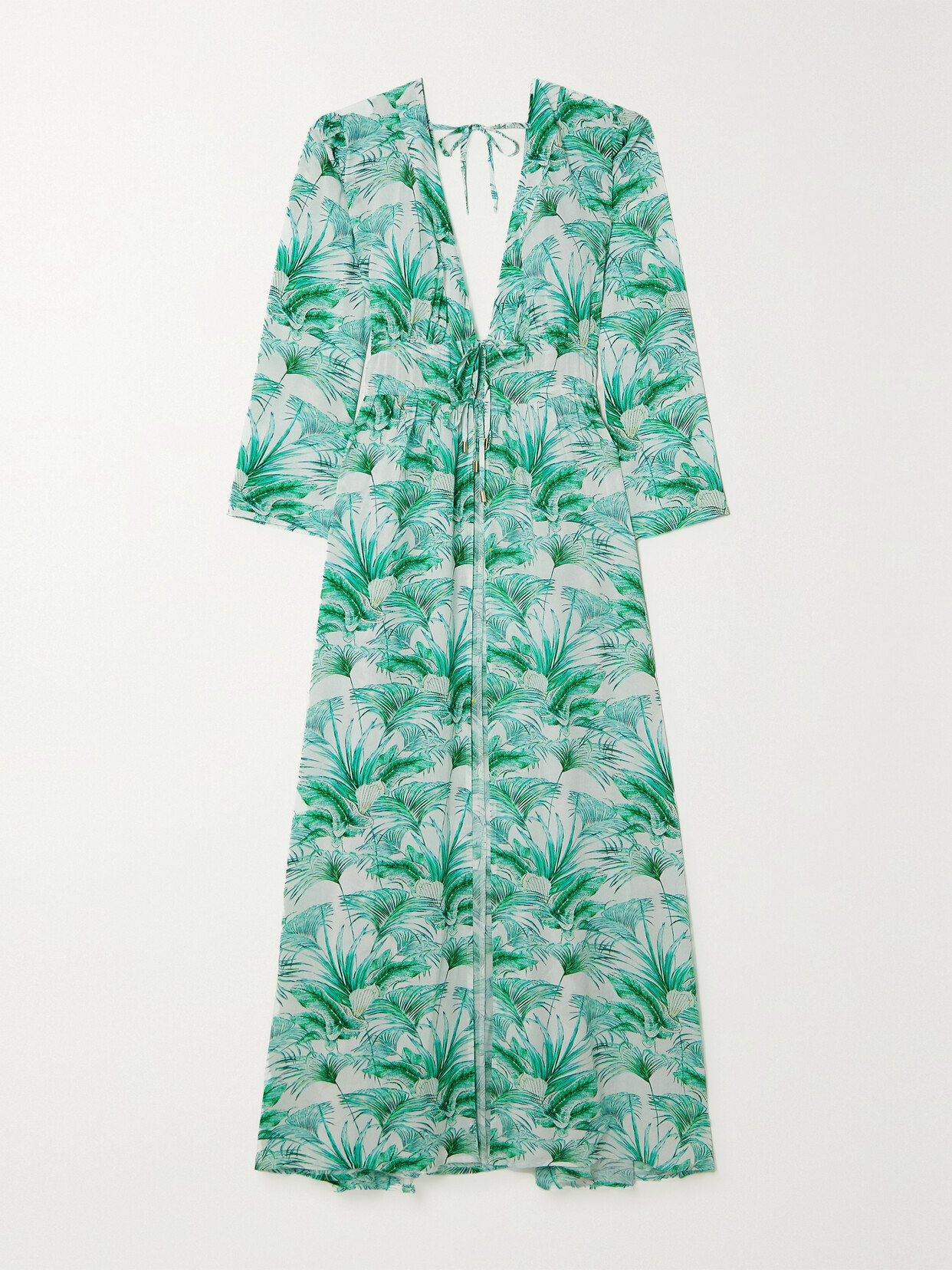 Melissa Odabash Farrah Tie-detailed Printed Voile Coverup - Green