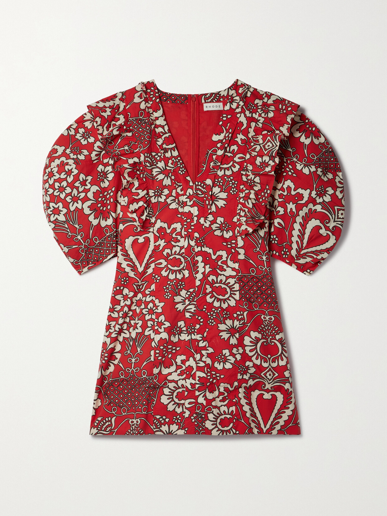 RHODE Millie Ruffled Floral-print Cotton-poplin Mini Dress - Cream