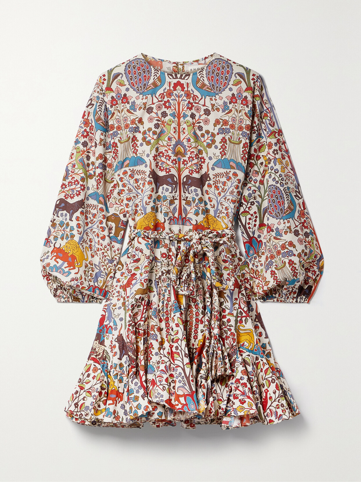 Rhode Ella Belted Printed Cotton Mini Dress In Jungle Mini | ModeSens