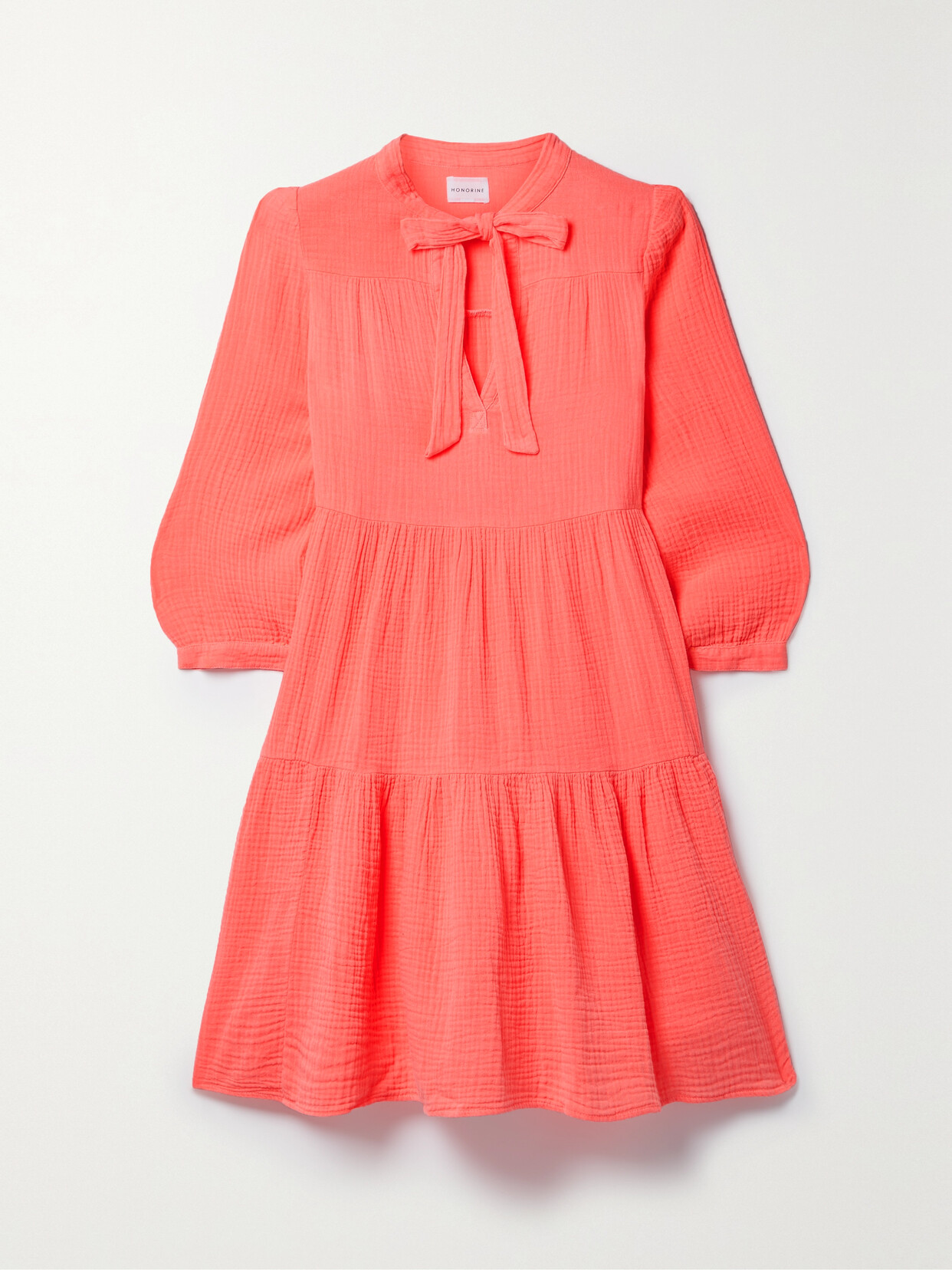 Honorine Giselle Ruffled Tiered Cotton-seersucker Mini Dress - Orange