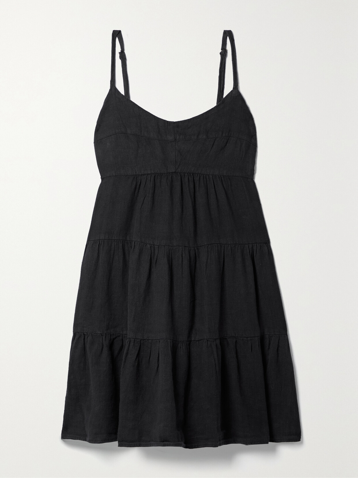 Honorine - Jill Tiered Linen Mini Dress - Black