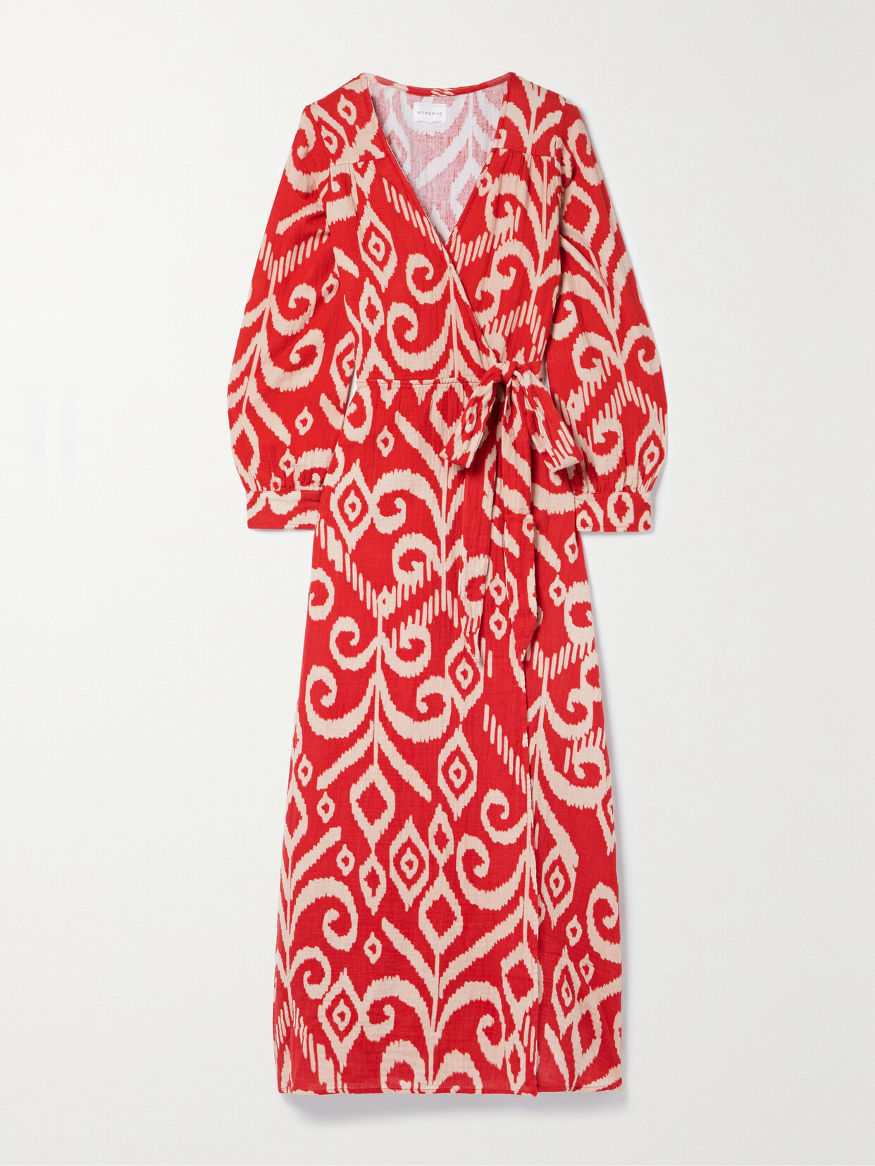 Honorine Johanna Printed Cotton-voile Midi Wrap Dress In Red