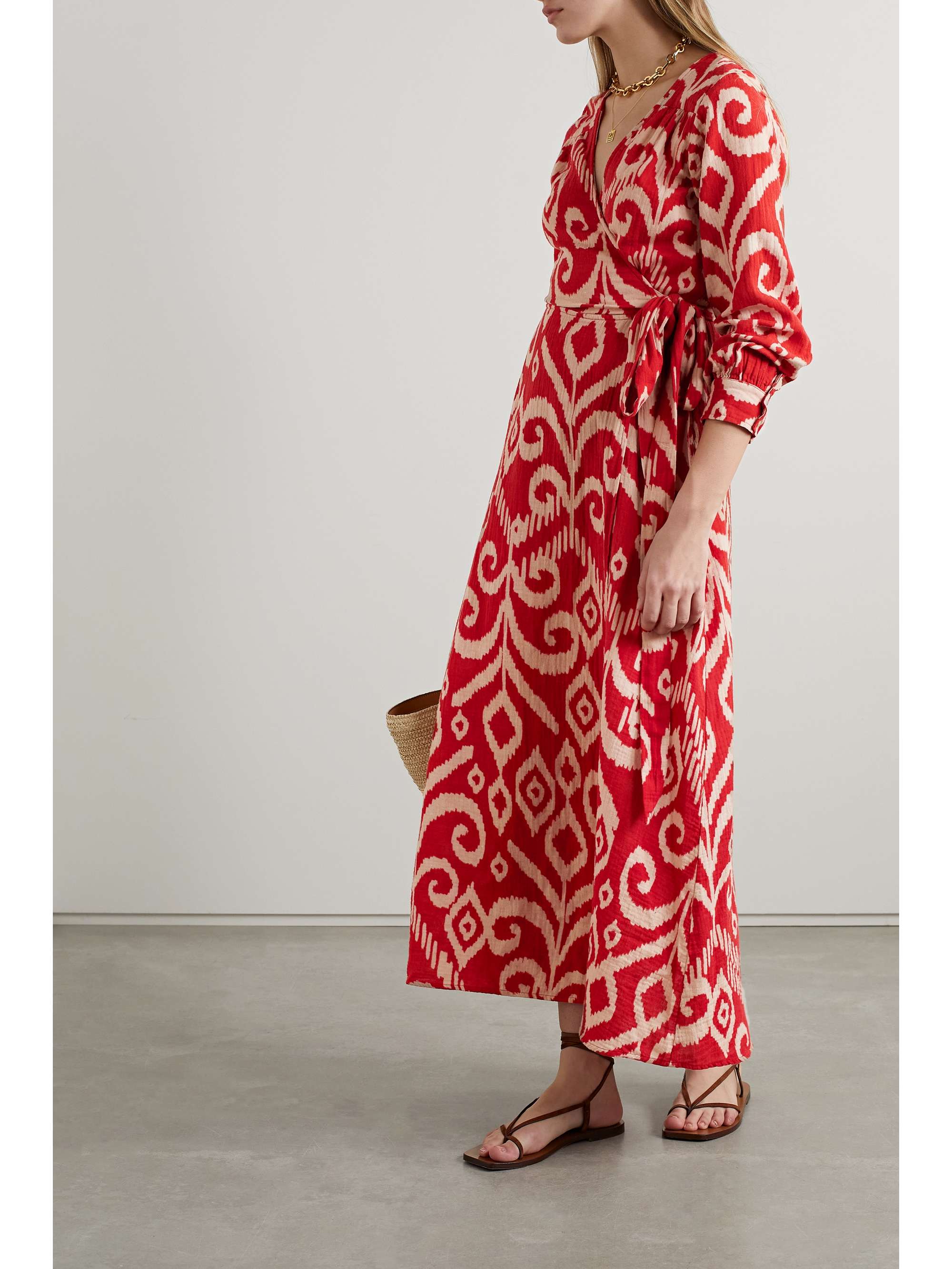 HONORINE Johanna printed cotton-voile midi wrap dress