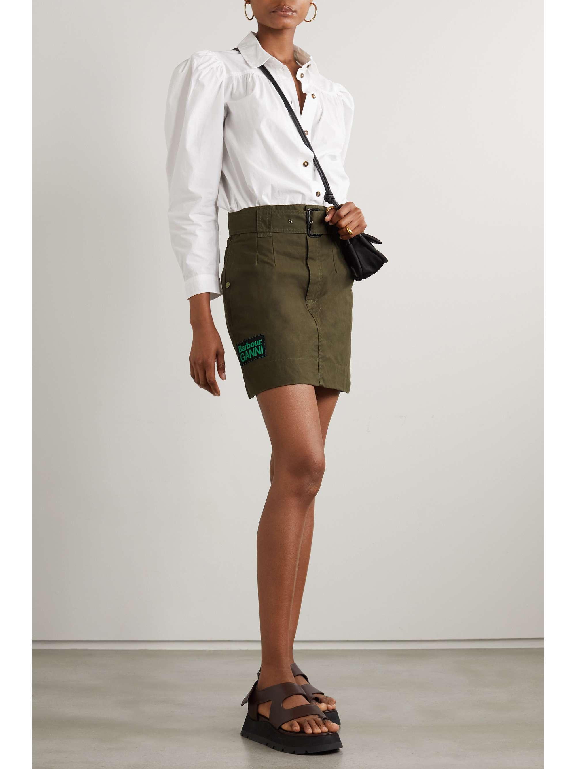 BARBOUR + GANNI belted cotton mini skirt | NET-A-PORTER