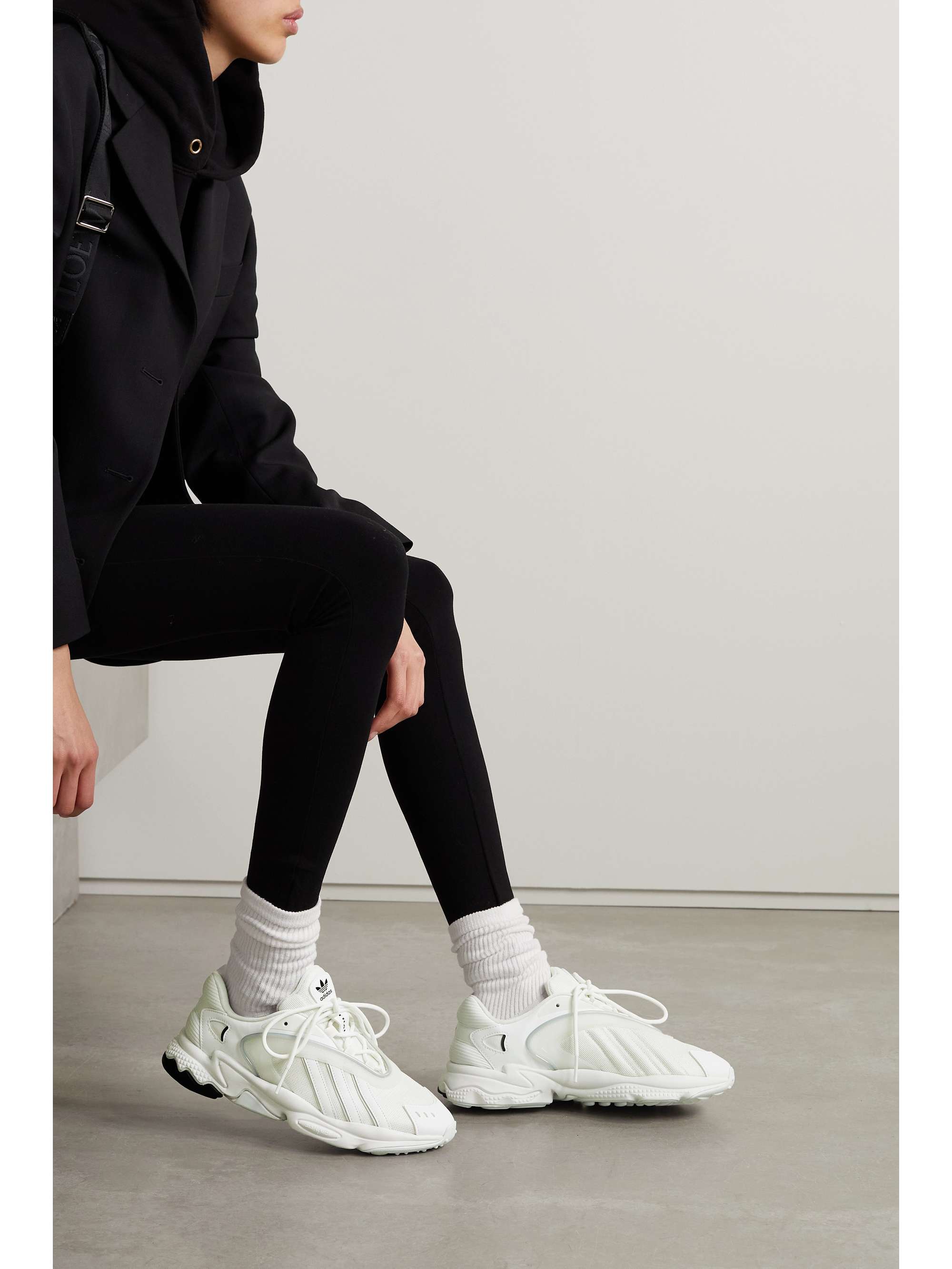 ADIDAS ORIGINALS Oztral rubber and leather-trimmed mesh sneakers | NET ...