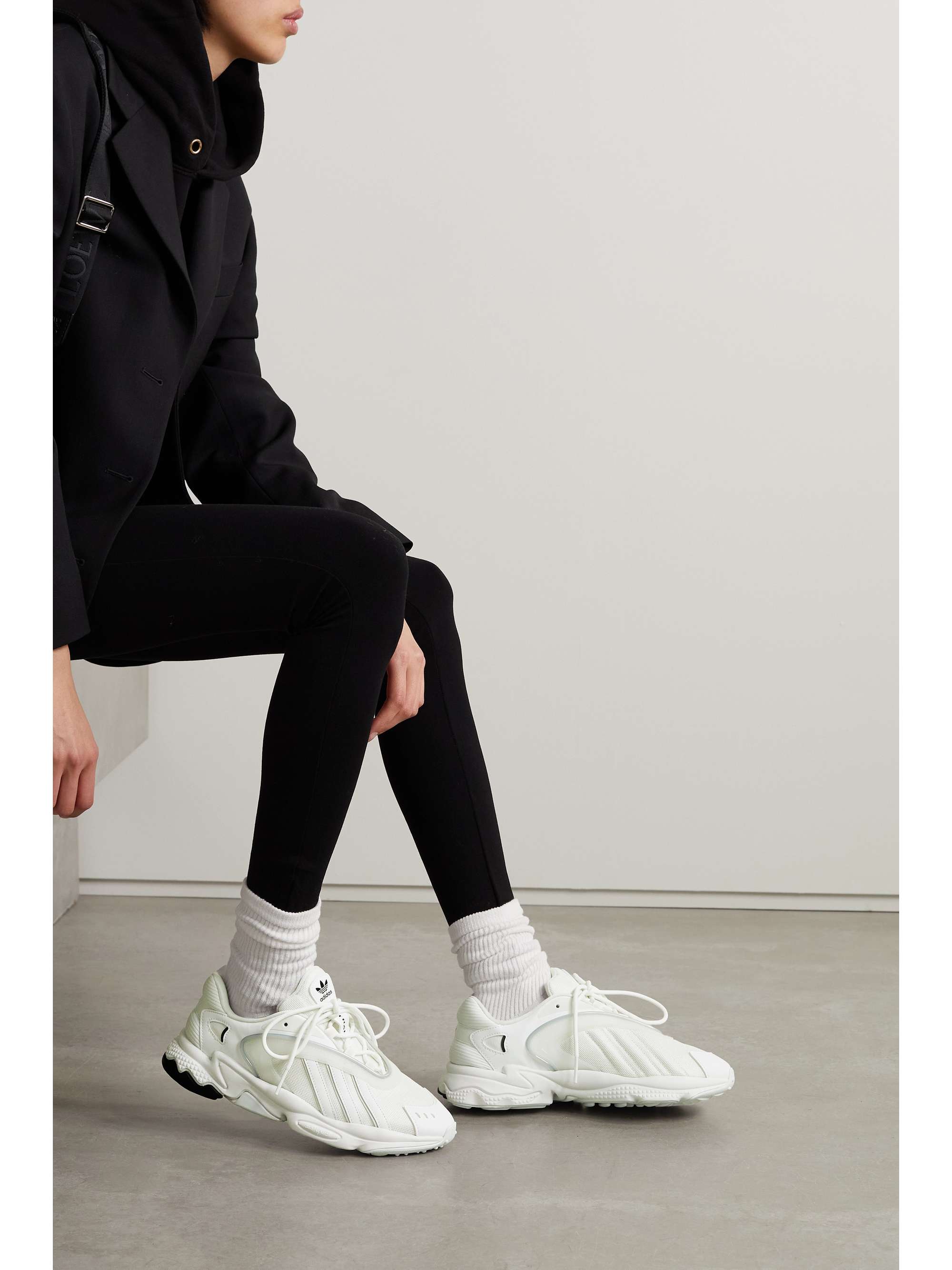 Oztral rubber and leather-trimmed mesh sneakers
