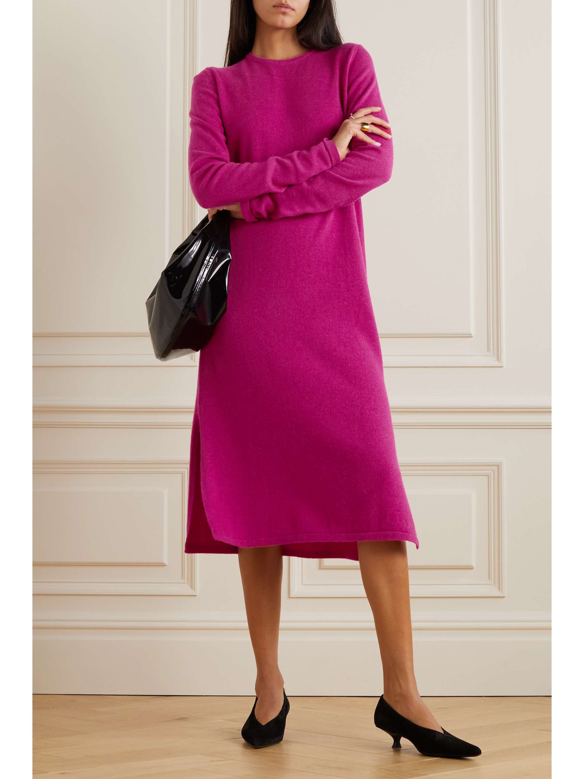 Pink + NET SUSTAIN cashmere midi dress YOOX NETAPORTER FOR THE