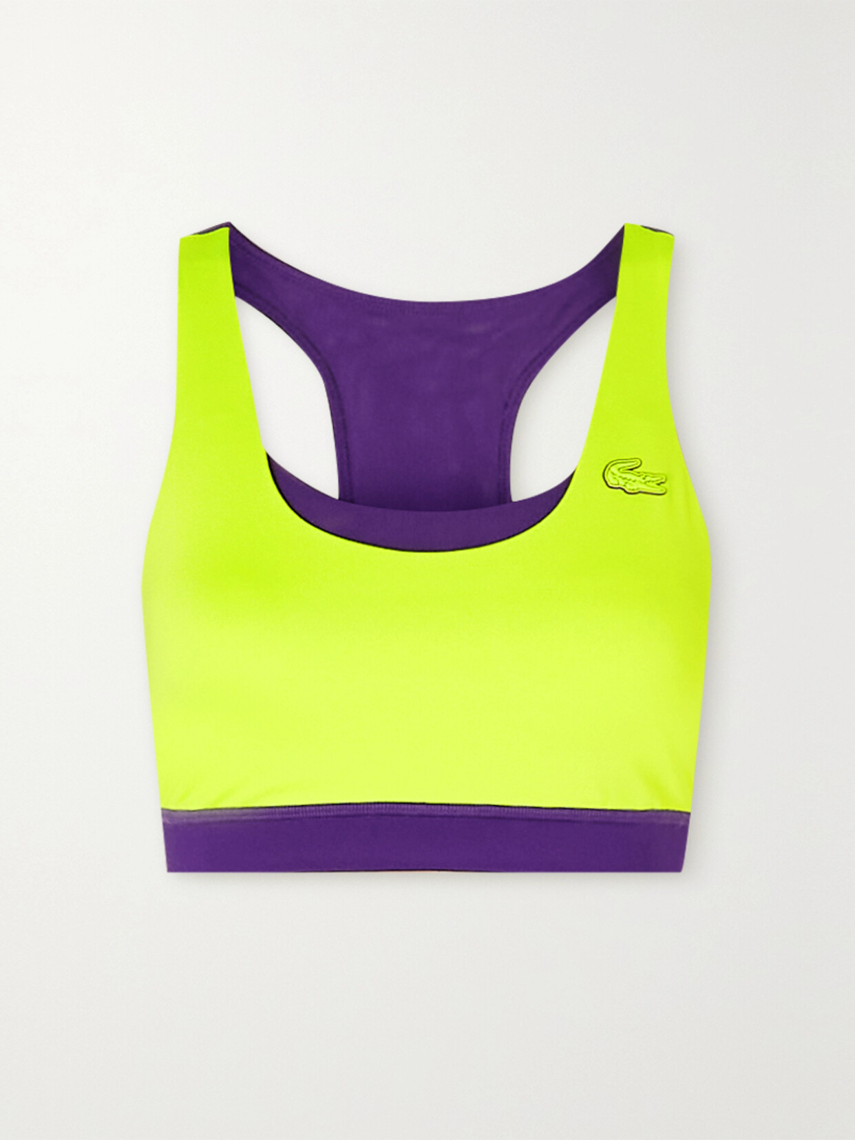 Lacoste - Appliquéd Two-tone Stretch Sports Bra - Purple