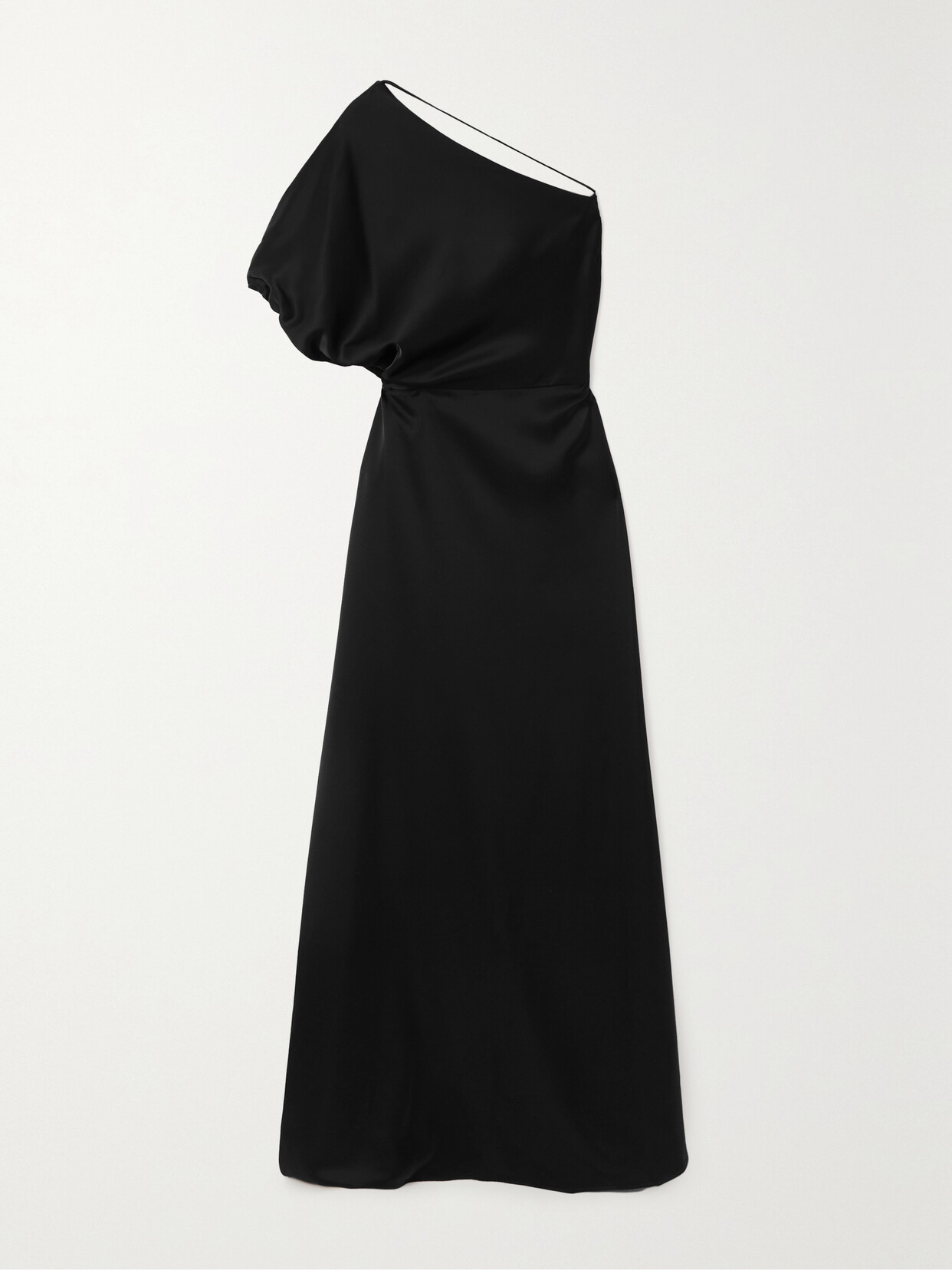 ESSE Studios - One-shoulder Draped Satin Gown - Black